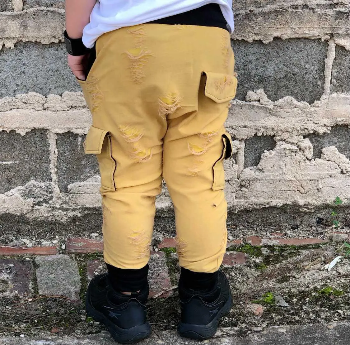 Distressed Denim Pants Boys Pocket Harem Joggers unisex kids