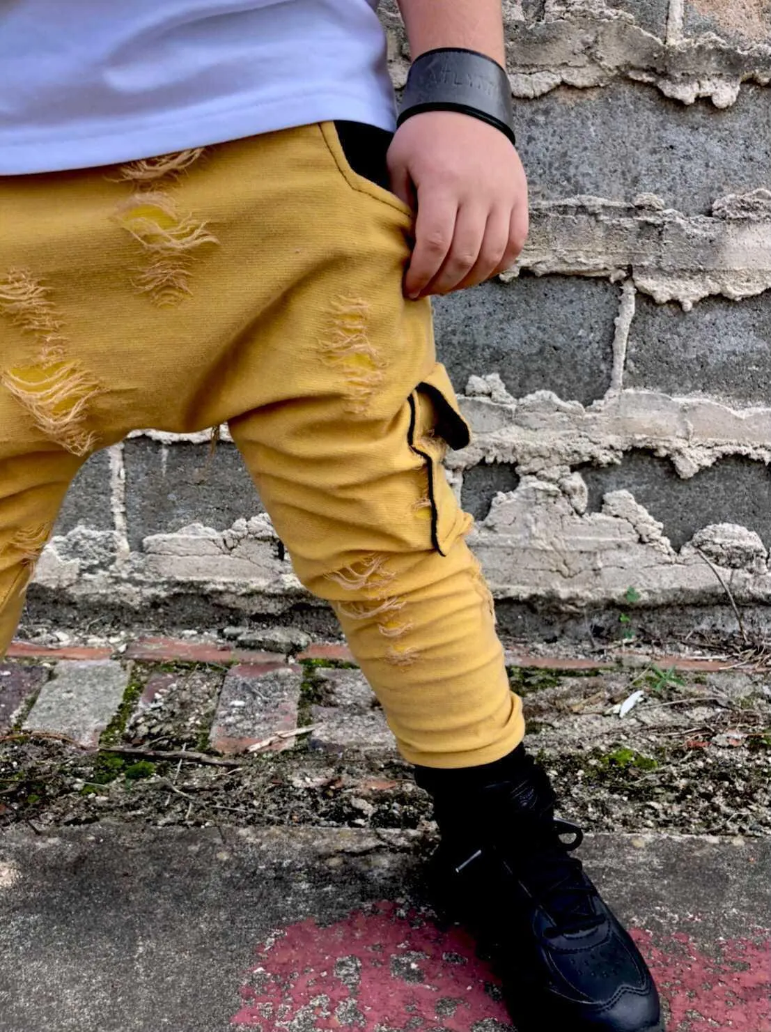 Distressed Denim Pants Boys Pocket Harem Joggers unisex kids