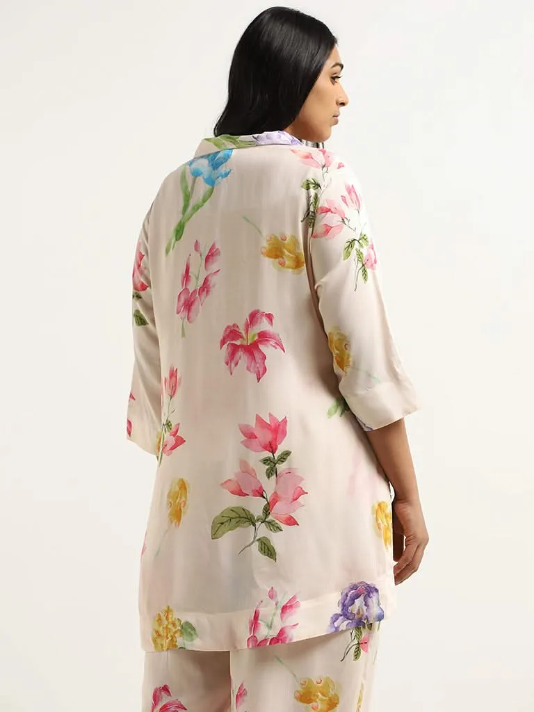 Diza Pink Floral Printed Cotton Tunic