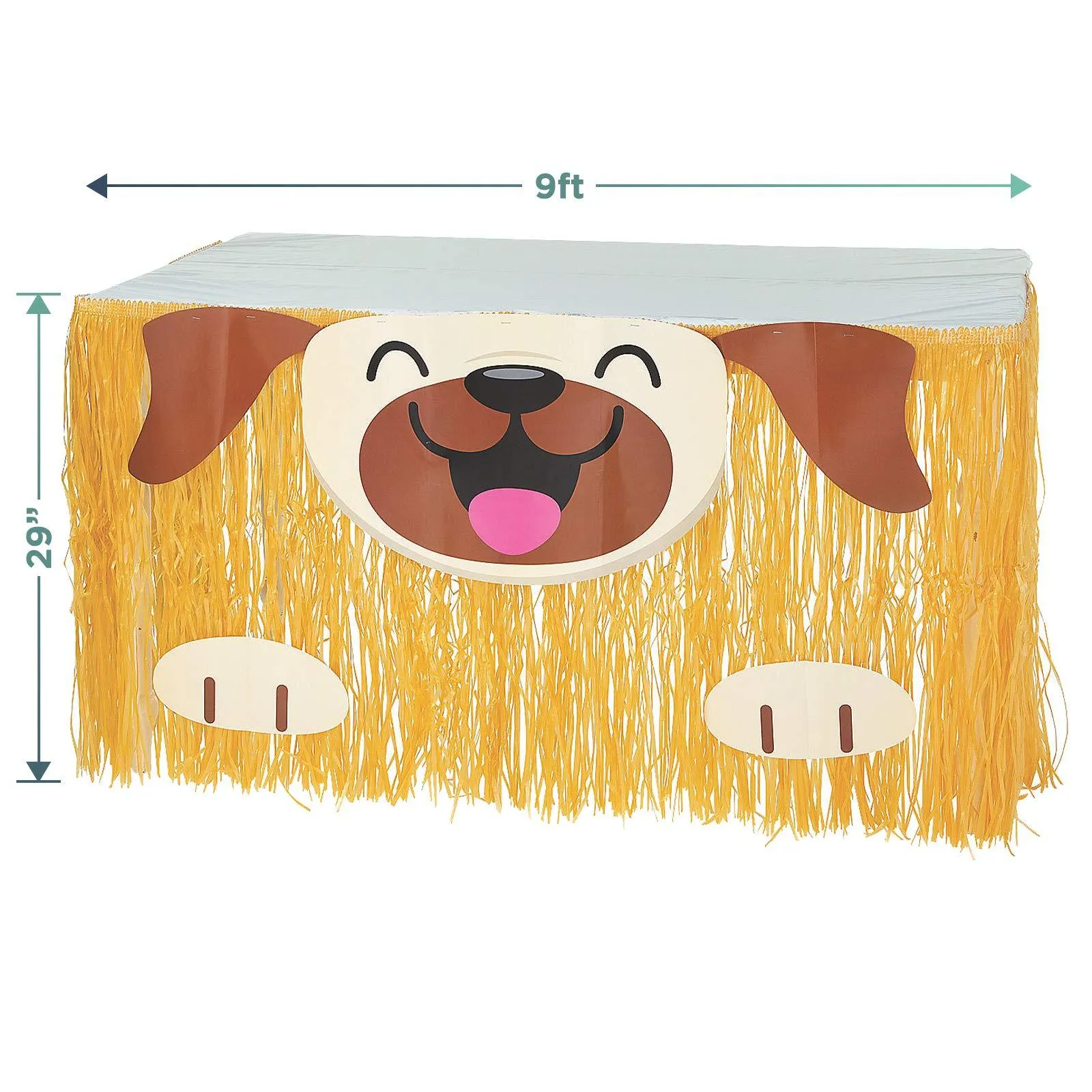 Dog Party Decorations - Large Cutouts and Fringe Table Skirt Set