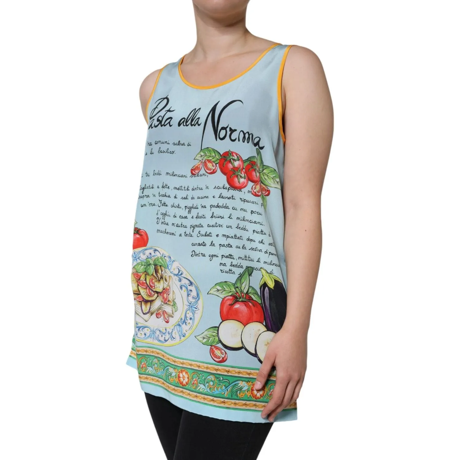 Dolce & Gabbana Multicolor Pasta Alla Norma Print Tank Top