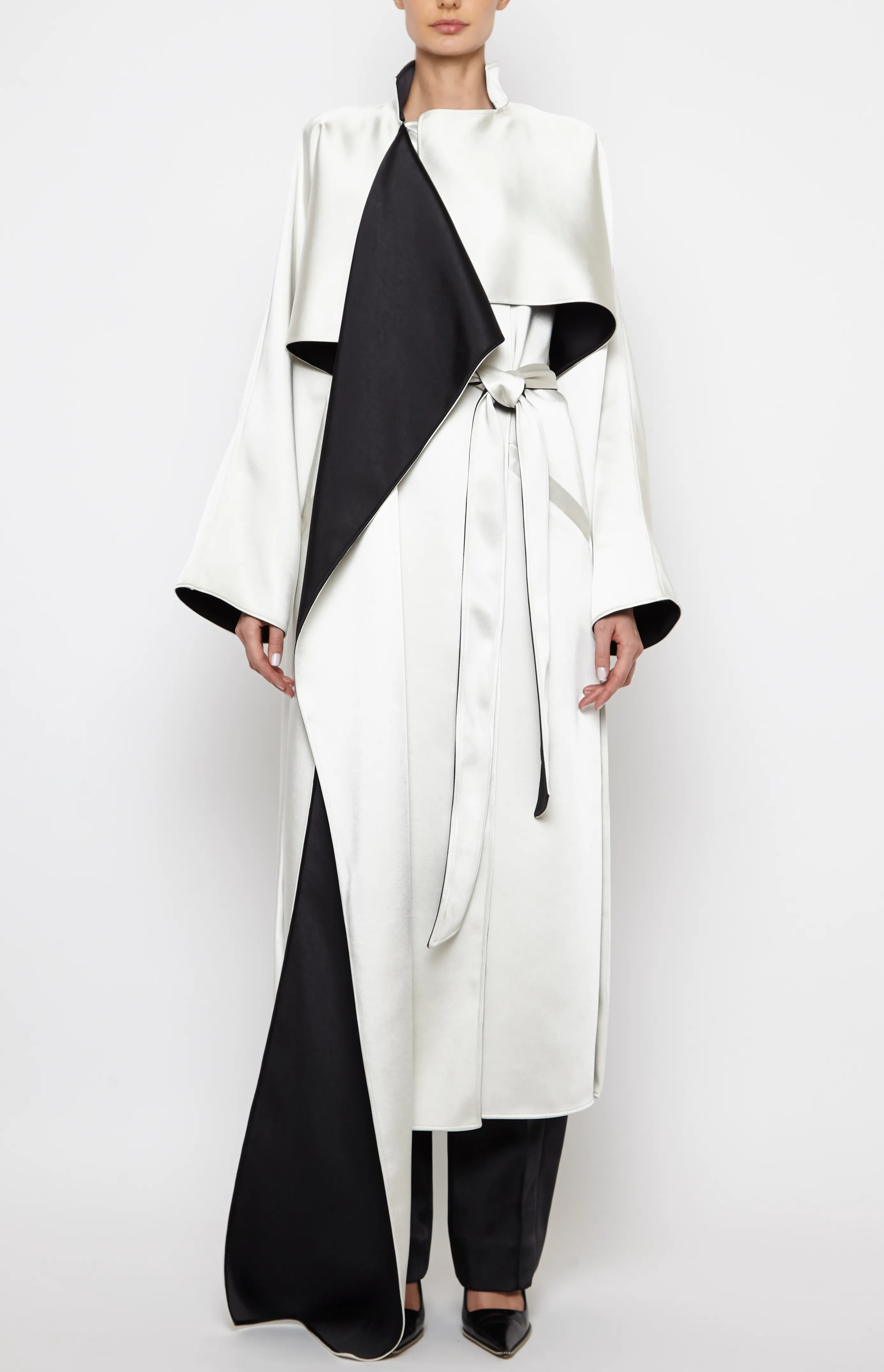 DOUBLE-FACED SATIN WRAP TRENCH COAT