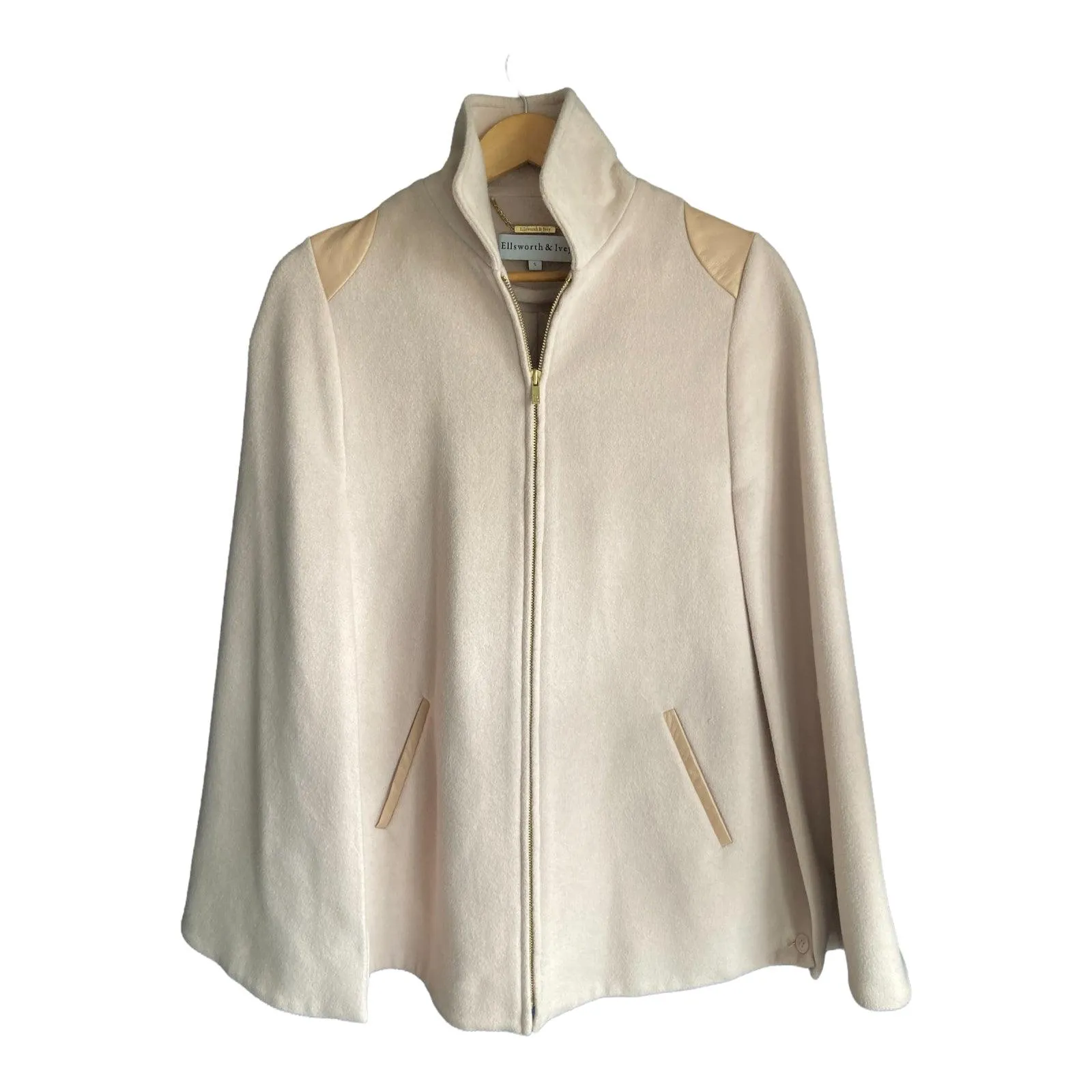 Ellsworth & Ivy Wool Blend Cream Cape UK Size Small