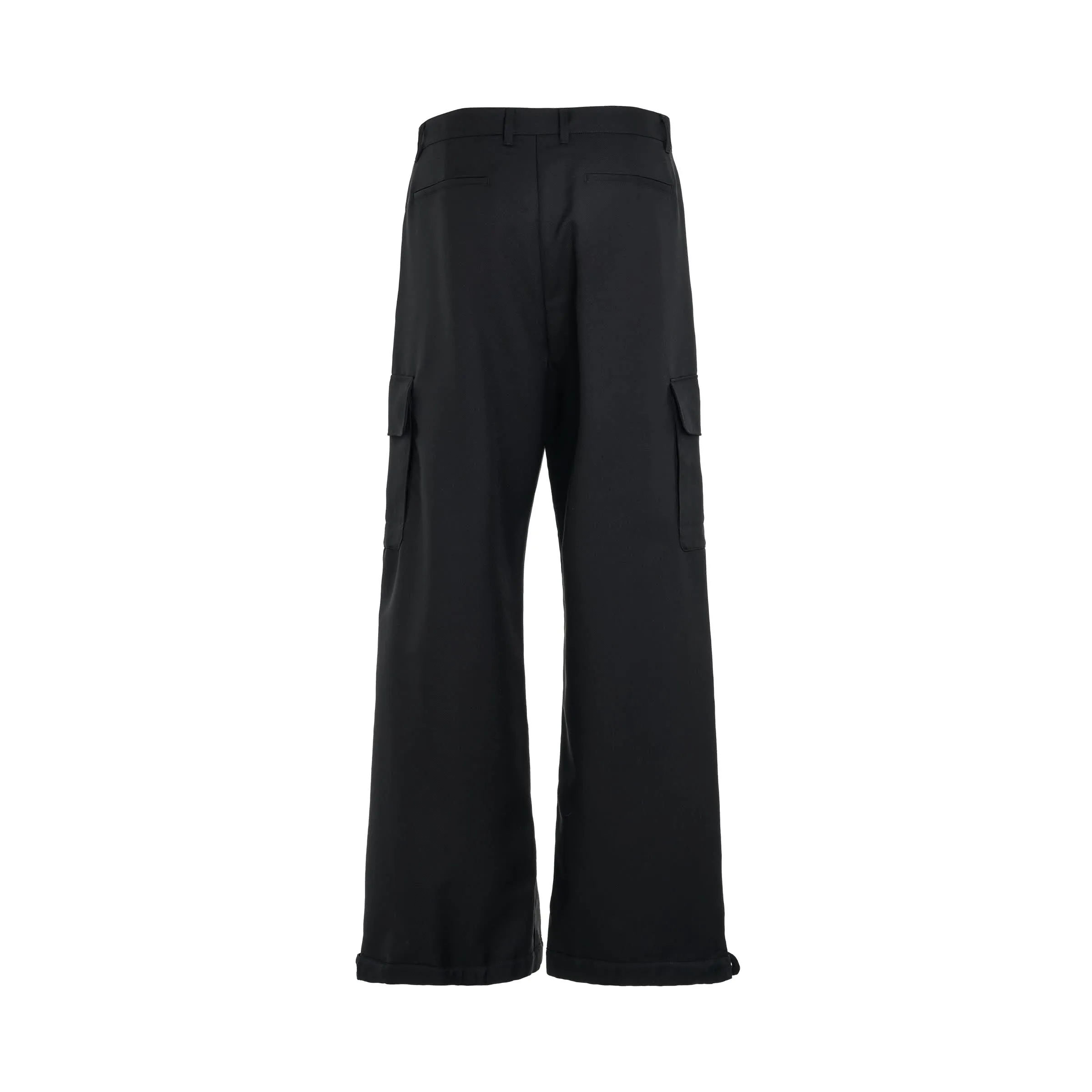 Embroidered Drill Cargo Pants in Black