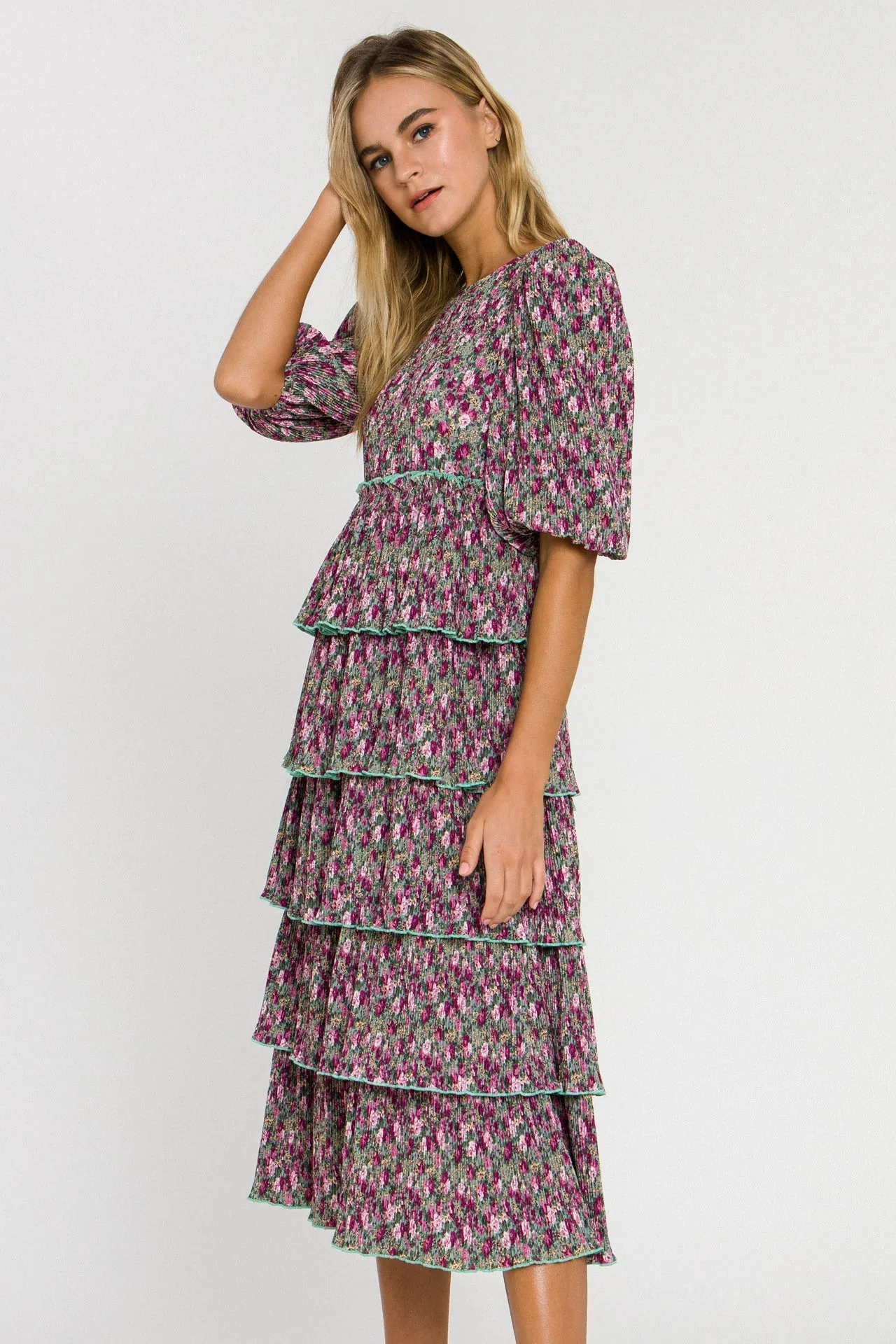 English Factory - Floral Pleated Tired Dress