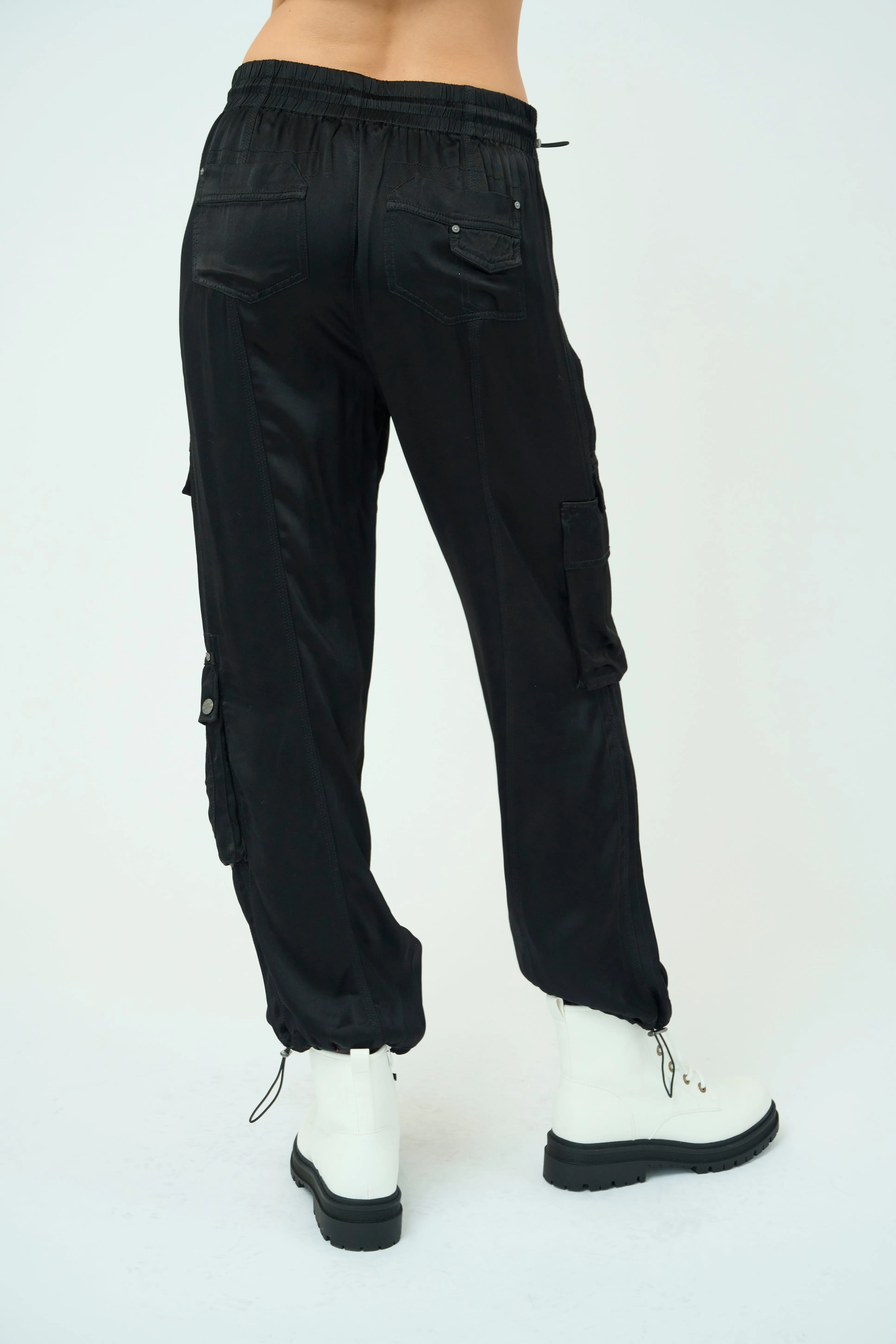 Enika Viscose Satin Twill Cargo Jogger