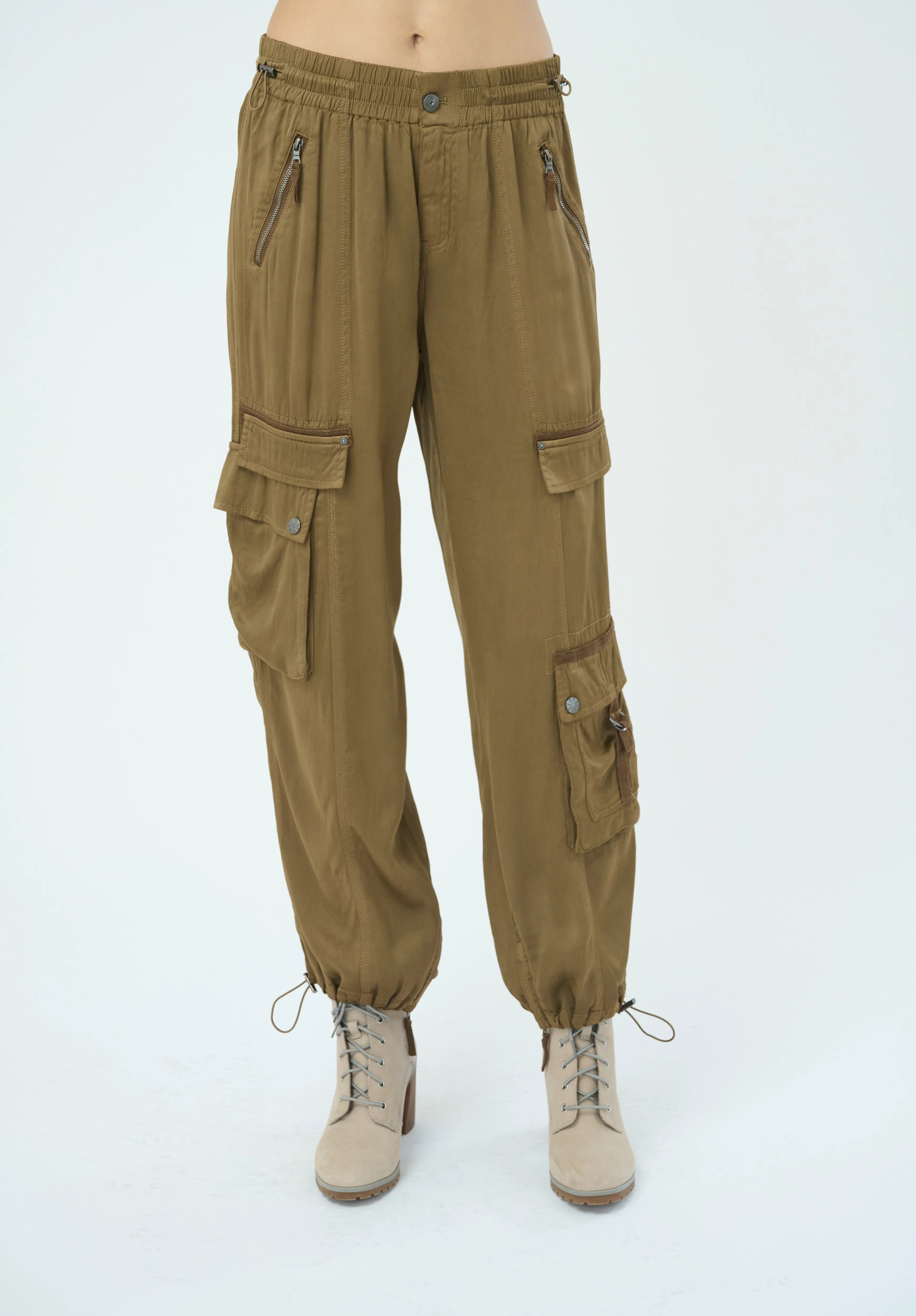 Enika Viscose Satin Twill Cargo Jogger