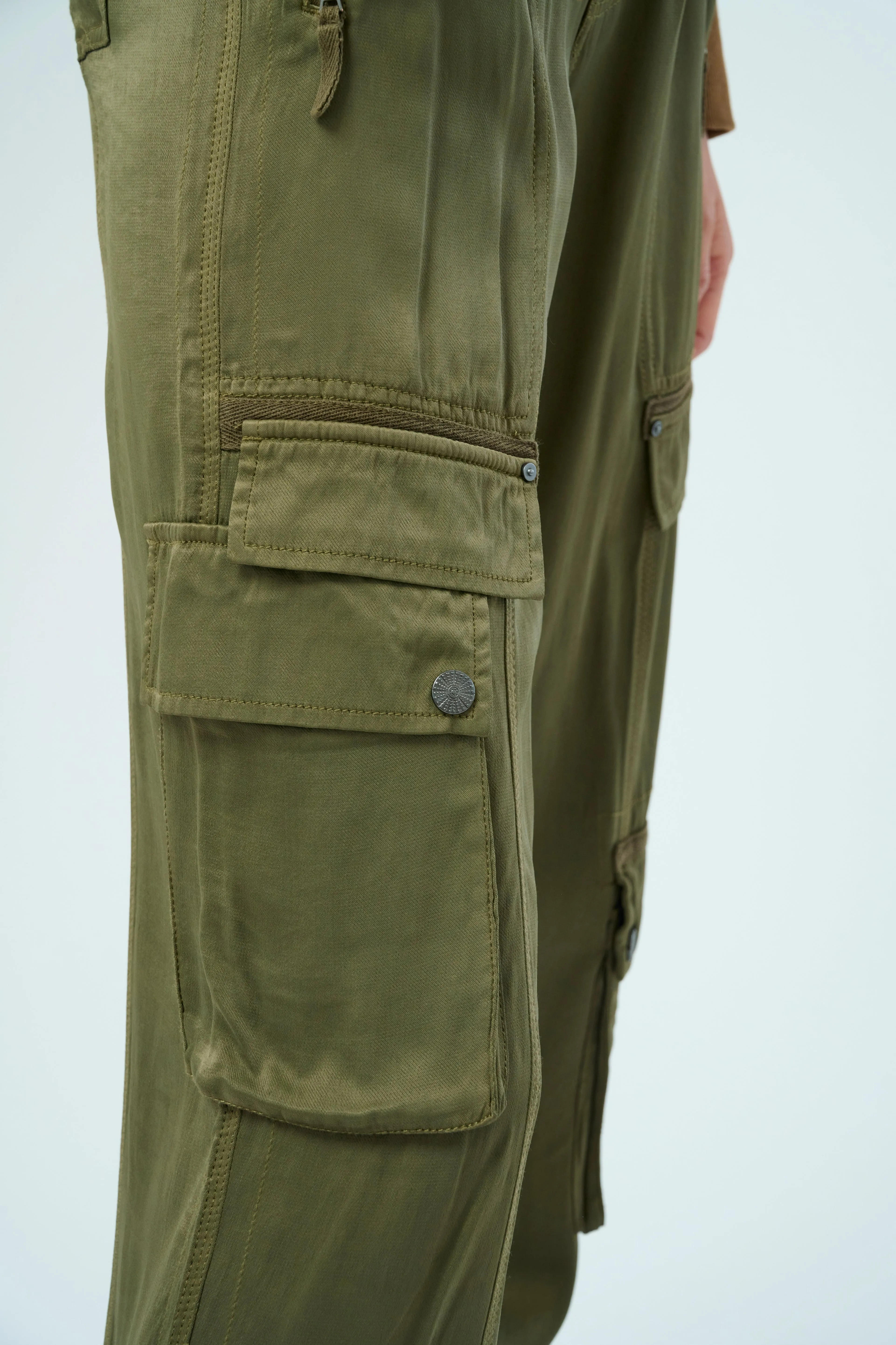 Enika Viscose Satin Twill Cargo Jogger