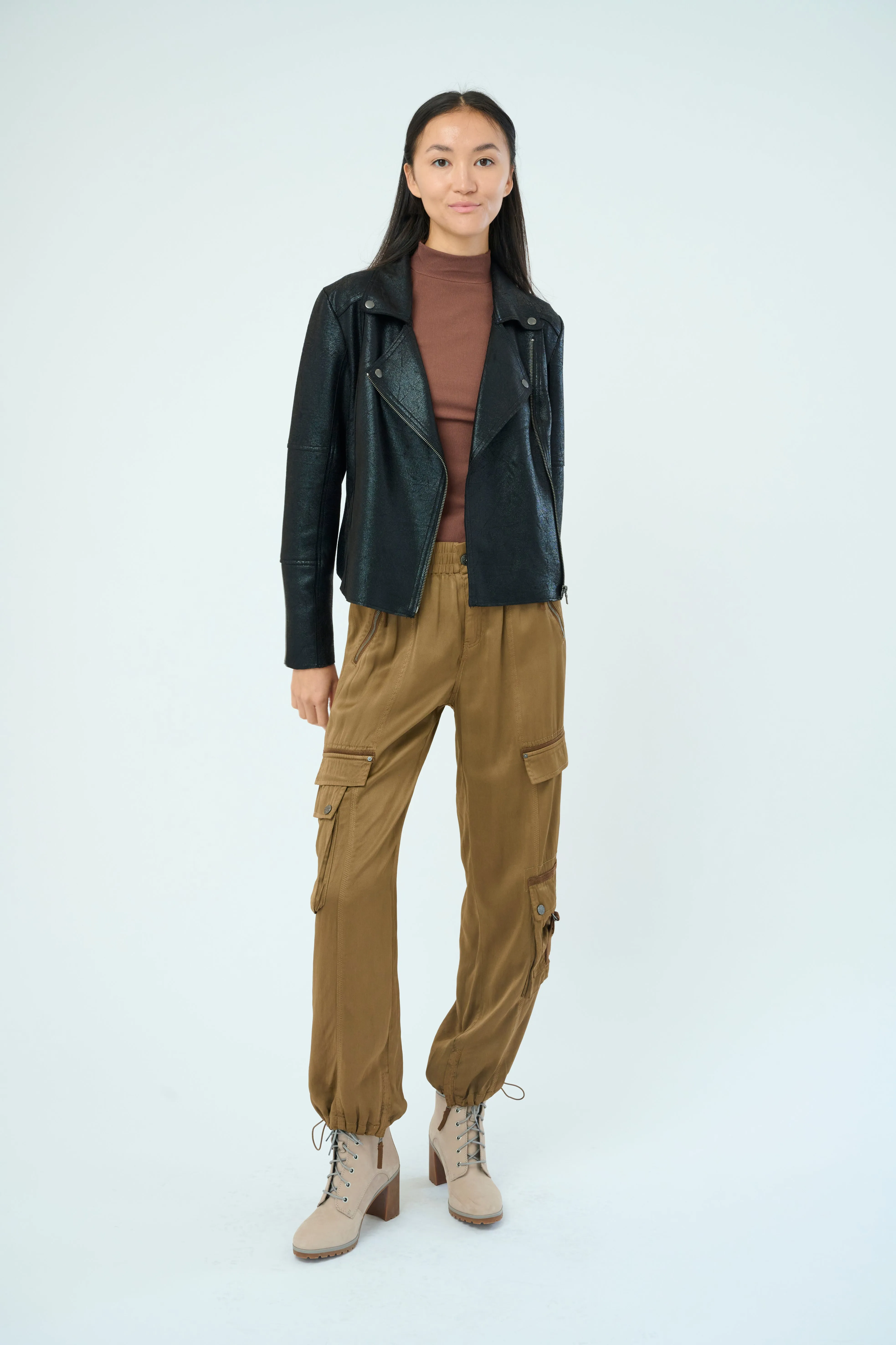 Enika Viscose Satin Twill Cargo Jogger