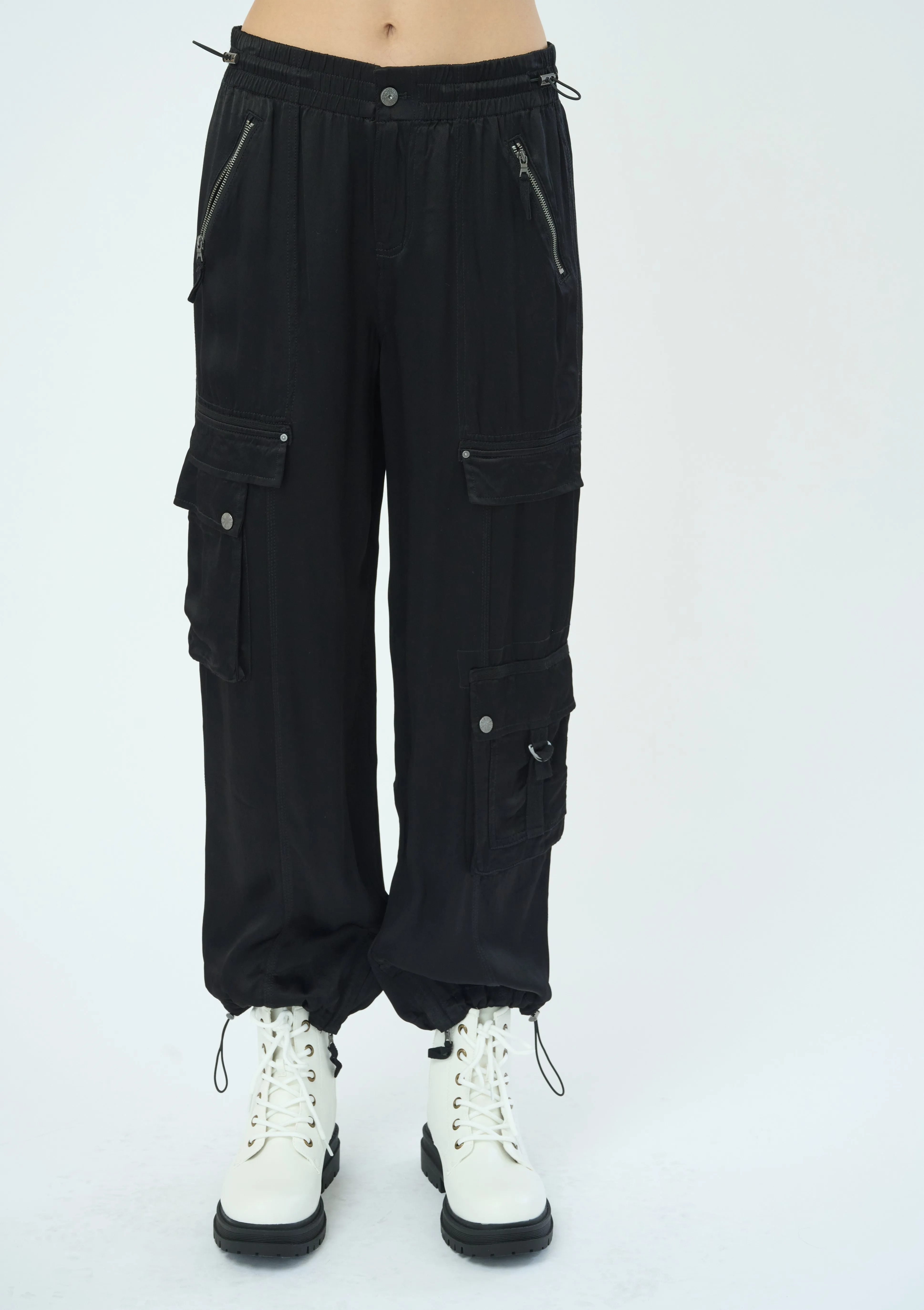 Enika Viscose Satin Twill Cargo Jogger