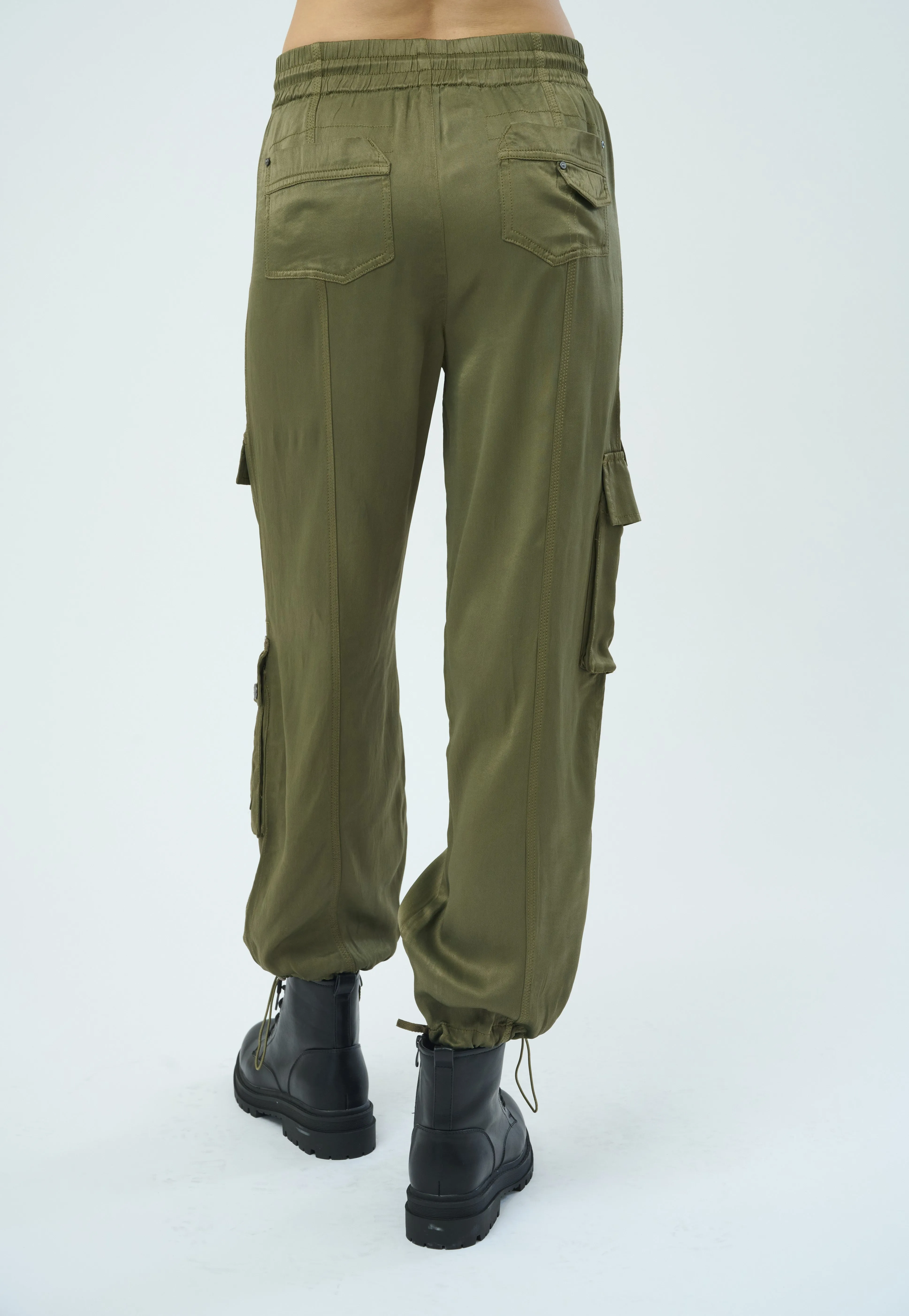 Enika Viscose Satin Twill Cargo Jogger