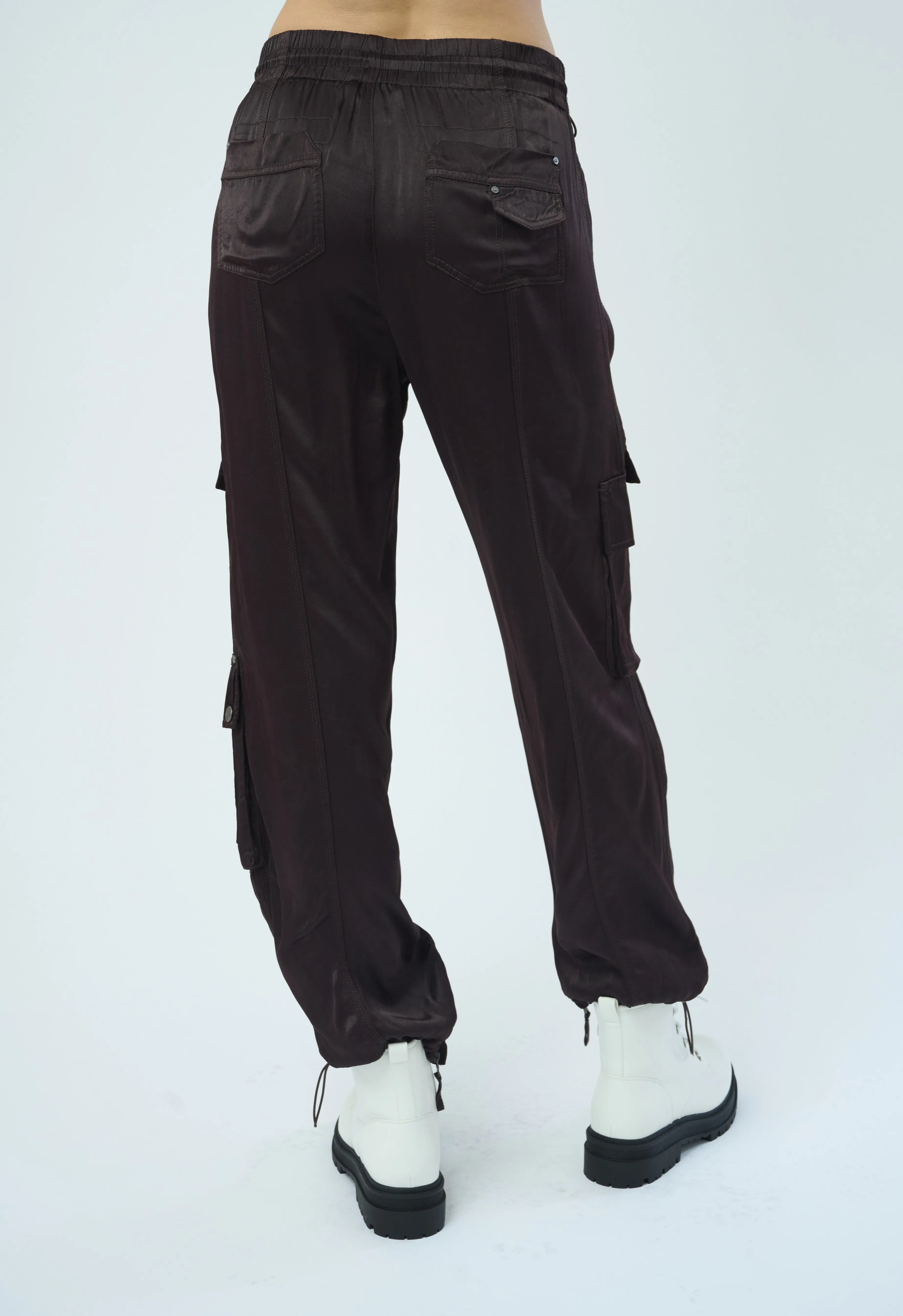 Enika Viscose Satin Twill Cargo Jogger