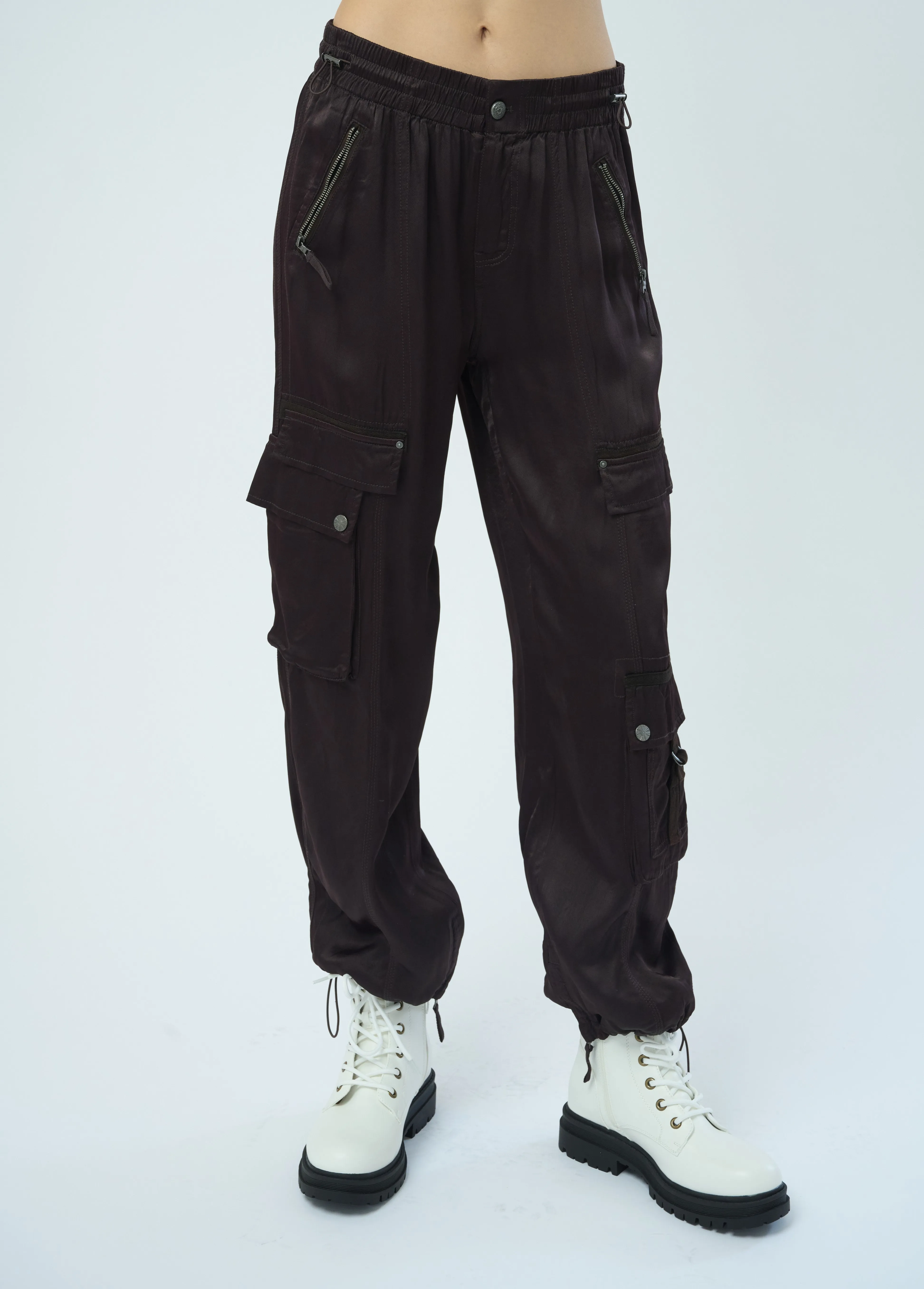 Enika Viscose Satin Twill Cargo Jogger