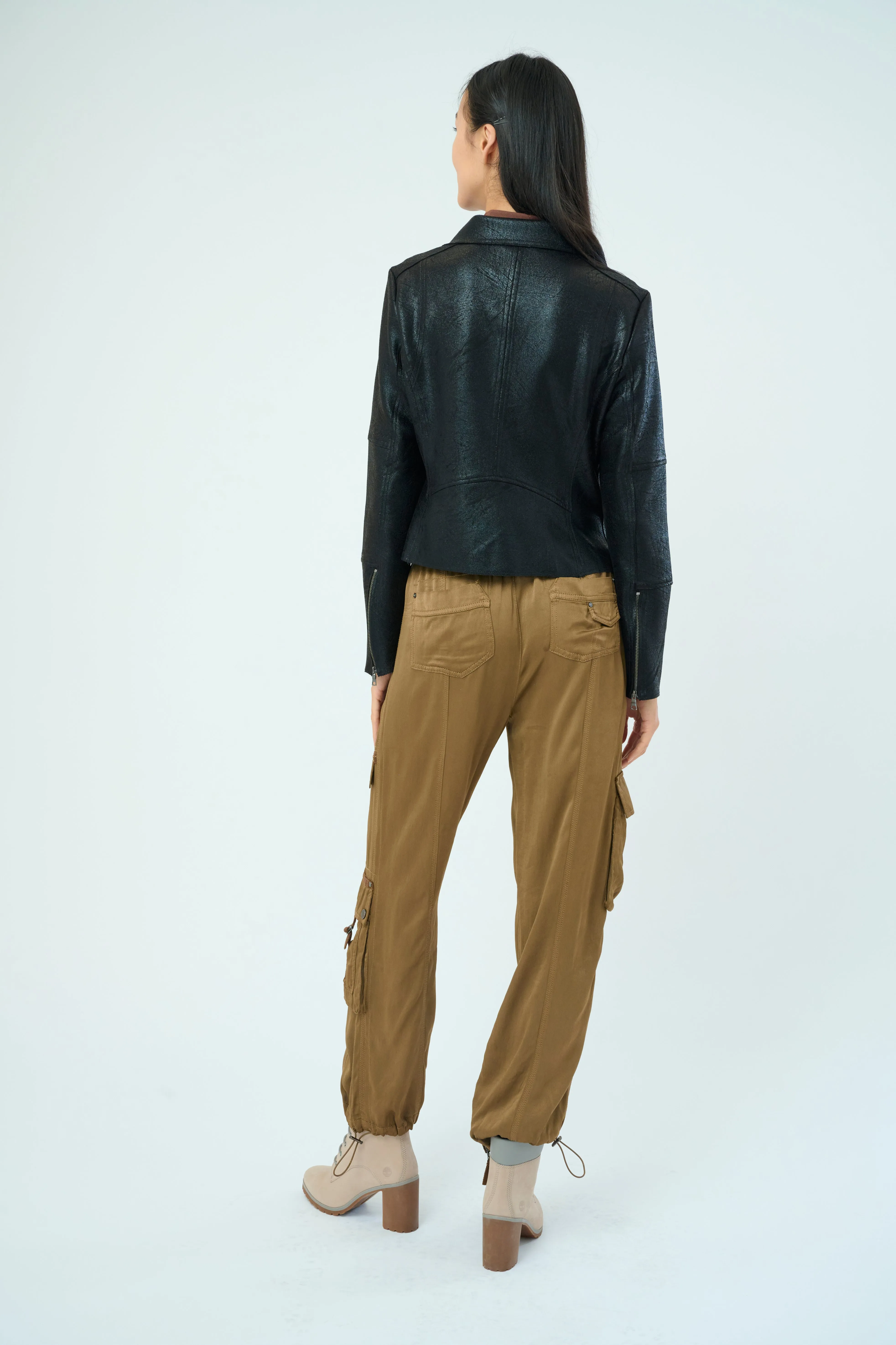 Enika Viscose Satin Twill Cargo Jogger