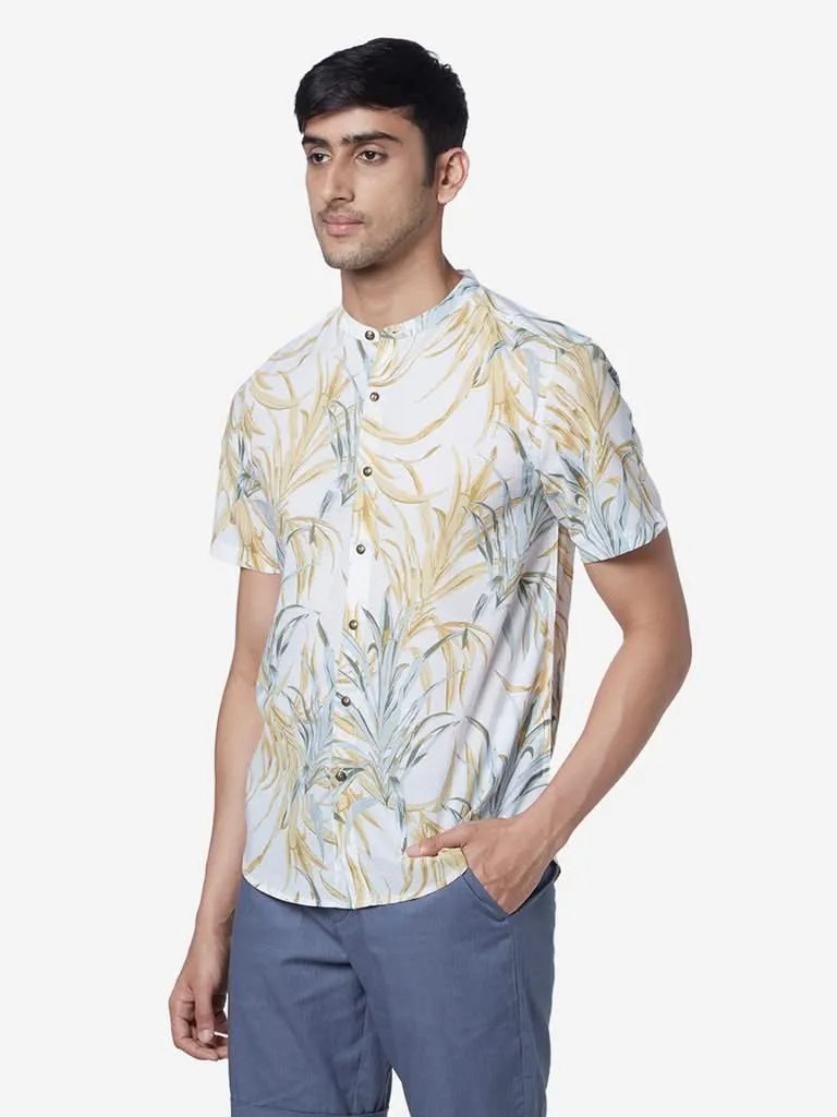 ETA Yellow Resort-Fit Leaf Pattern Shirt