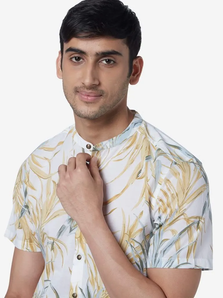 ETA Yellow Resort-Fit Leaf Pattern Shirt