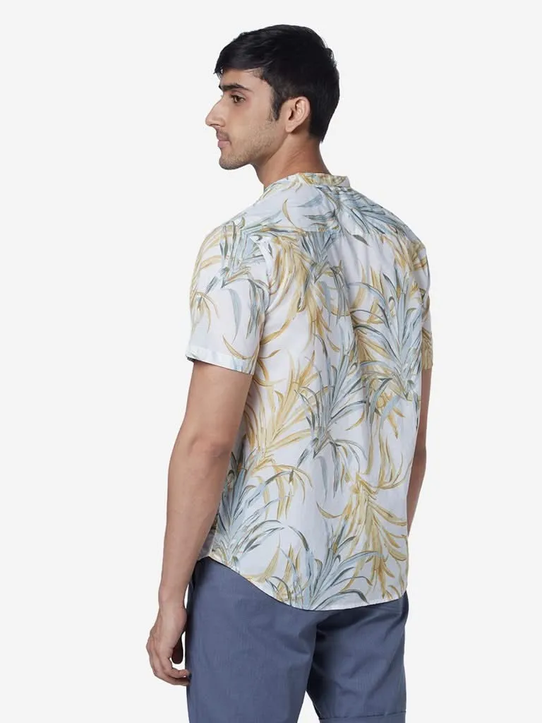 ETA Yellow Resort-Fit Leaf Pattern Shirt