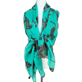 Evelyn K New York Vintage Rectangle Large Green Wrap Linen Feel Leopard Scarf