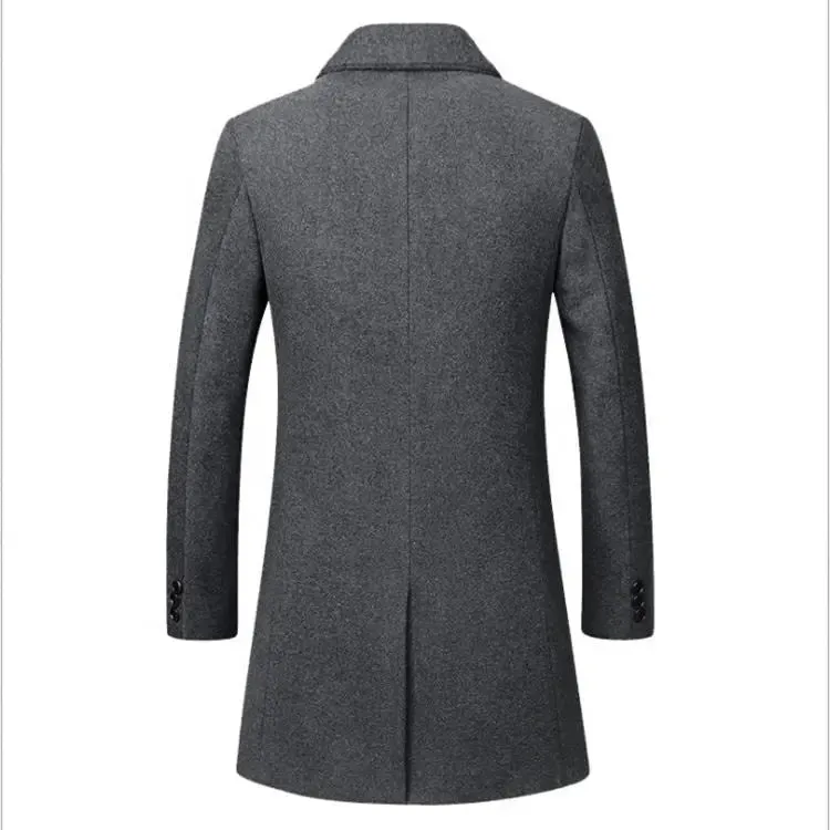 Factory Wholesale 2024 Men Wool Trench Coat Slim Overcoat Warm Winter Long Men's Trench Coats