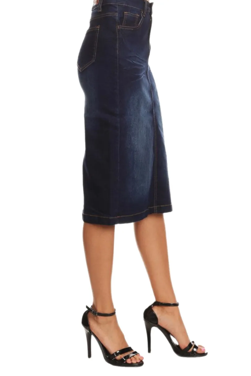 Faded Denim Pencil Skirt Style 77239