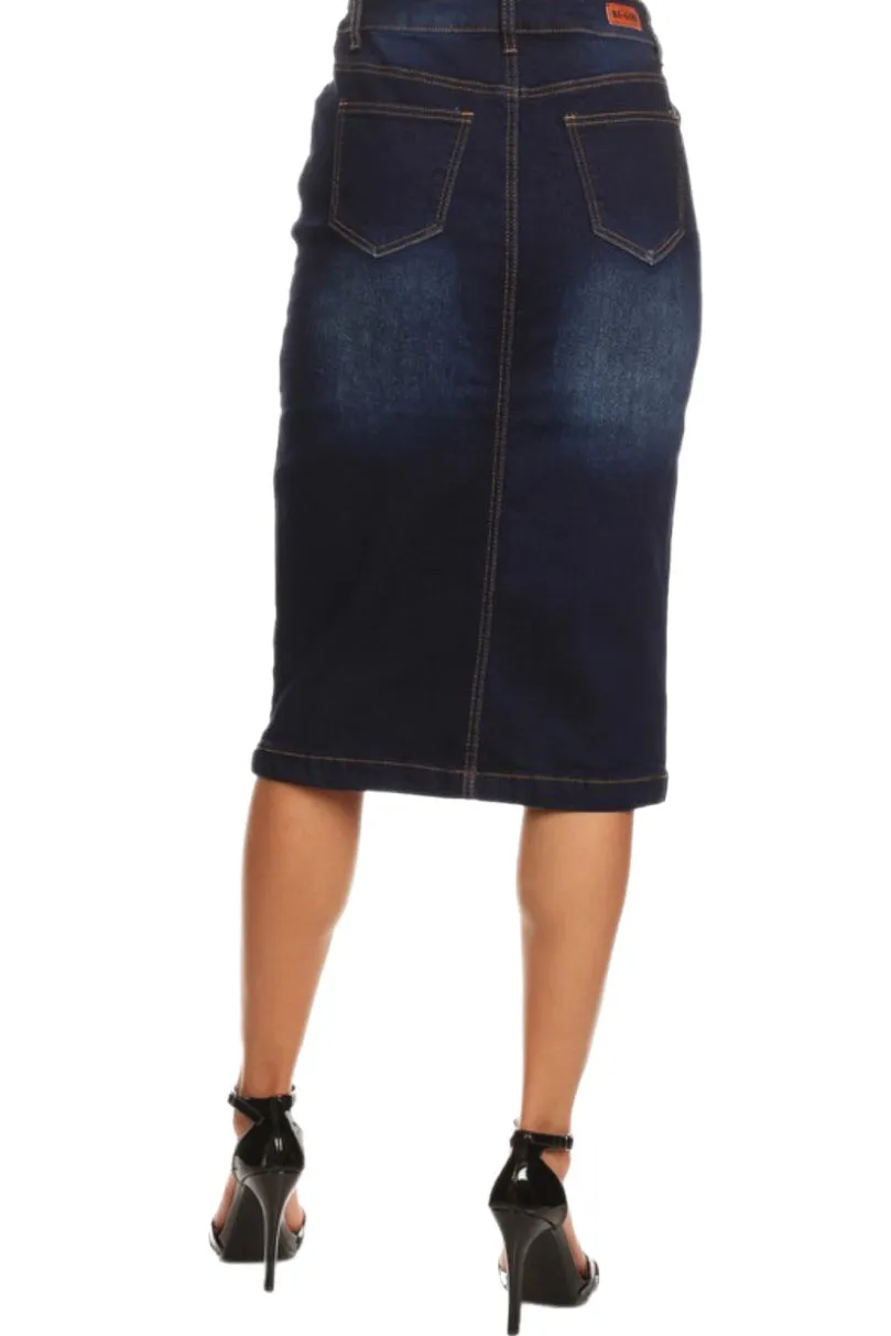 Faded Denim Pencil Skirt Style 77239