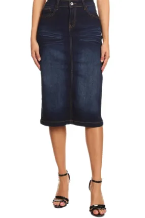 Faded Denim Pencil Skirt Style 77239