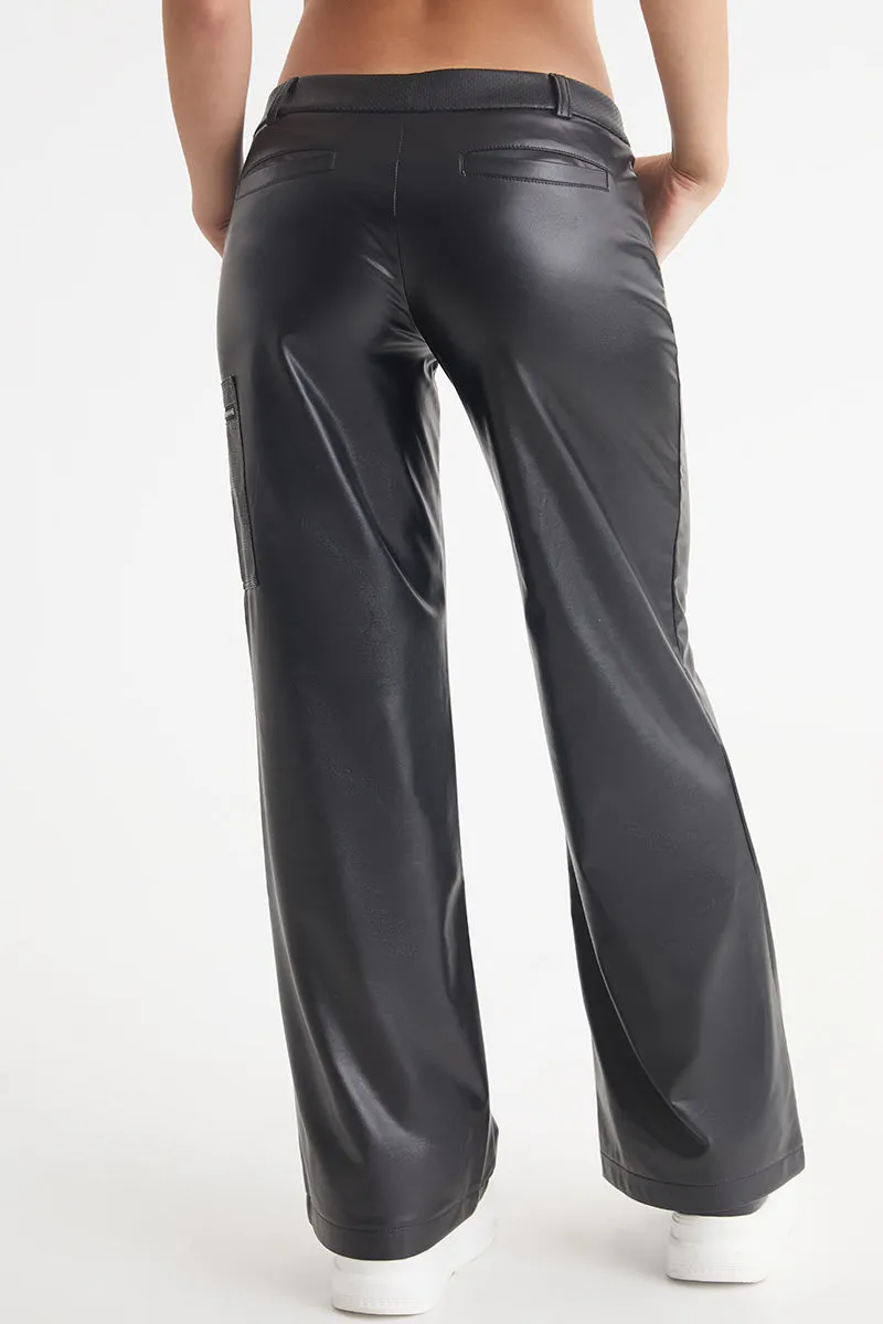 Faux Leather Cargo Pants