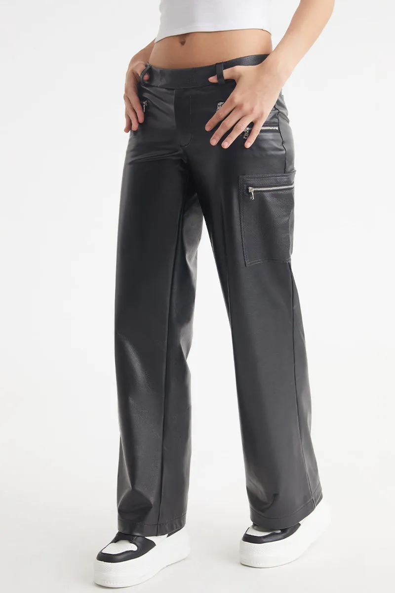 Faux Leather Cargo Pants