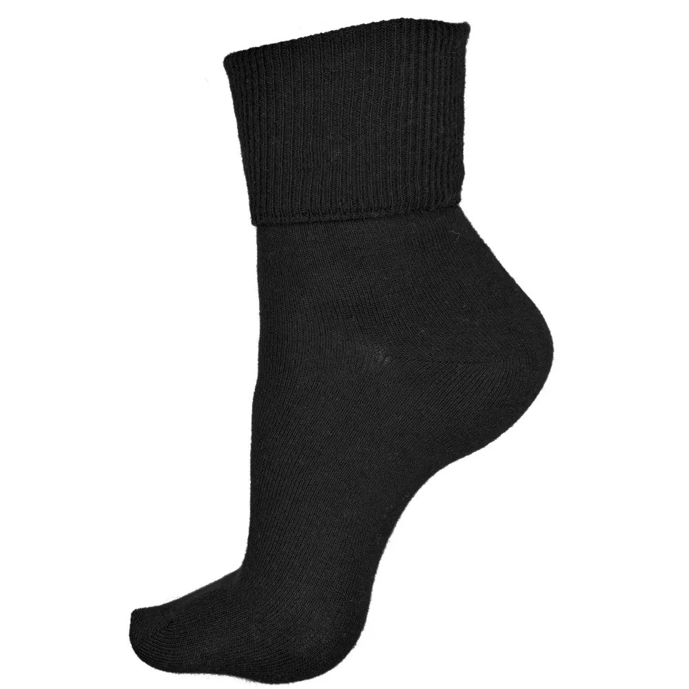 Fine Rib Organic Cotton Foldover Crew Socks