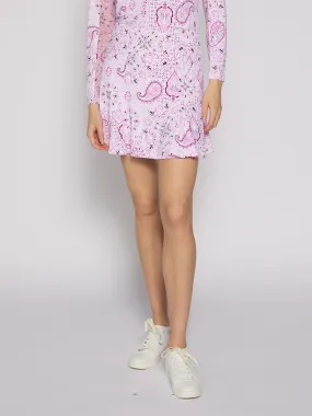 Flare Godet Skort In Pink Paisley