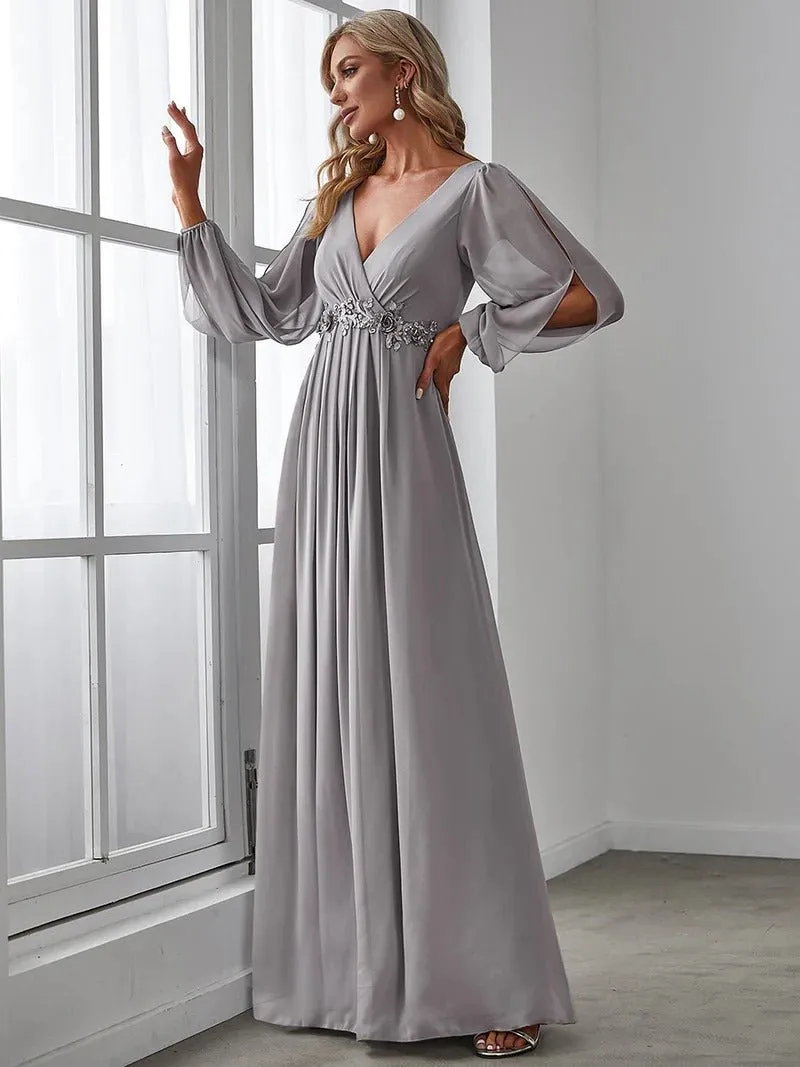 Floor Length Long Lantern Sleeves Bridesmaid Dresses