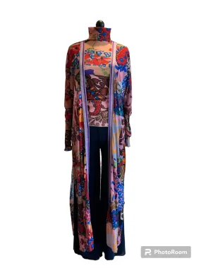 Floral collage Tie Front Kimono