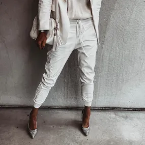 Full faux leather vintage white ULTIMATE joggers *NEW*