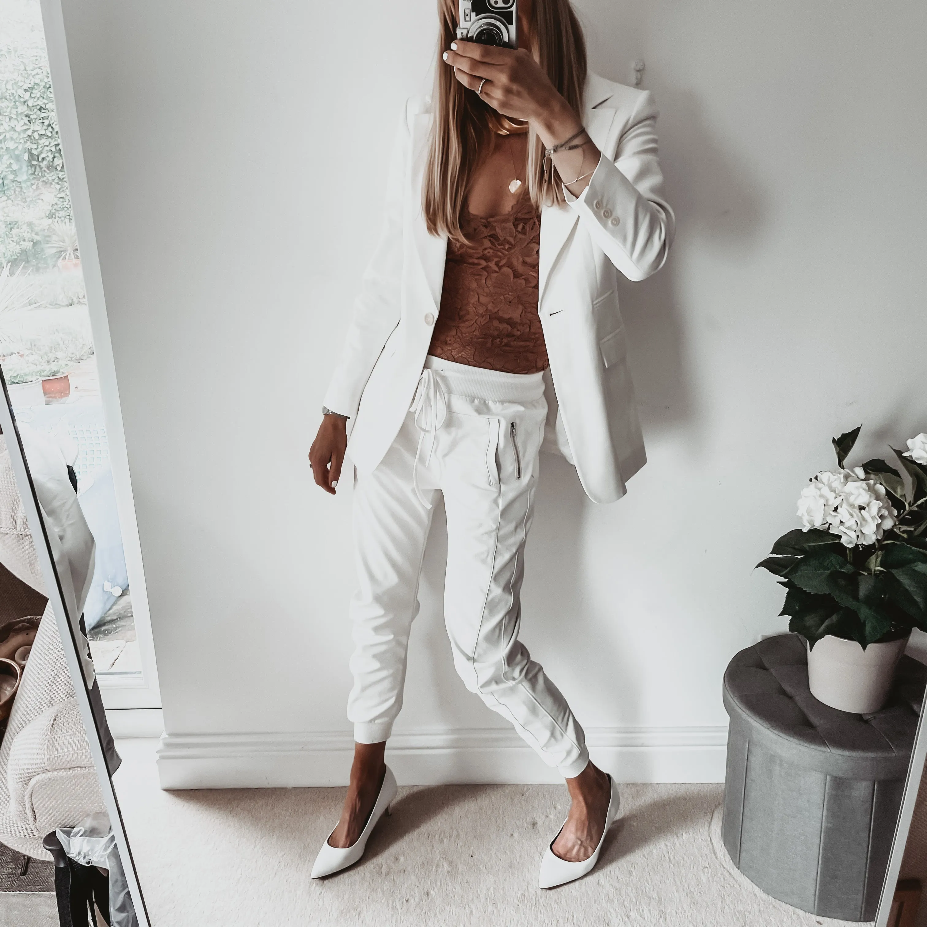 Full faux leather vintage white ULTIMATE joggers *NEW*