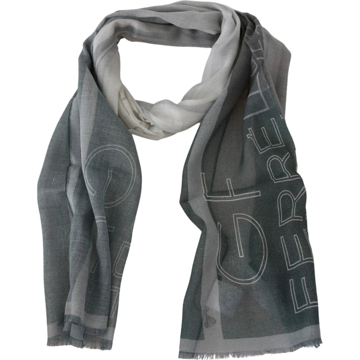 GF Ferre Elegant Blue Gray Patterned Scarf