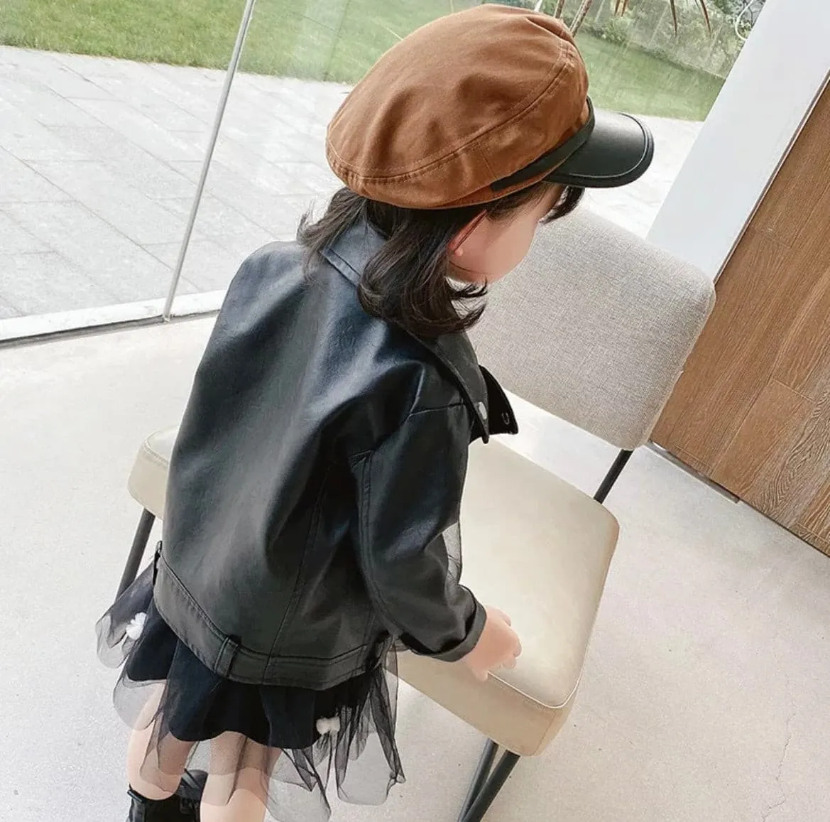 Girls Leather Jacket, Black Jacket for Baby and Toddlers