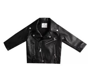 Girls Leather Jacket, Black Jacket for Baby and Toddlers