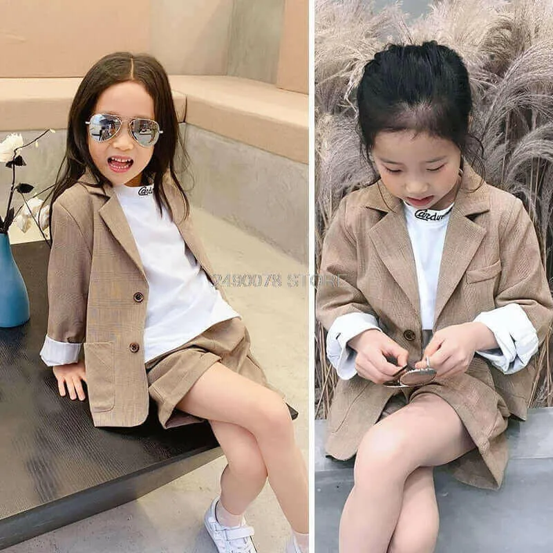 Girls Minority France Formal Wedding Party Suit Boys Blazer Pants 2Pcs