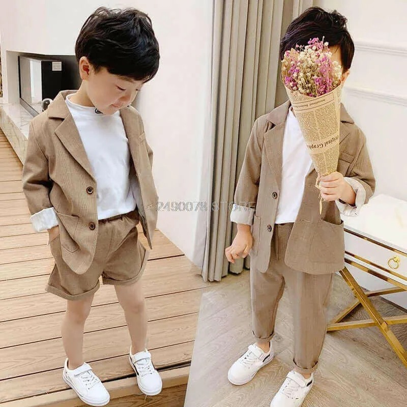 Girls Minority France Formal Wedding Party Suit Boys Blazer Pants 2Pcs