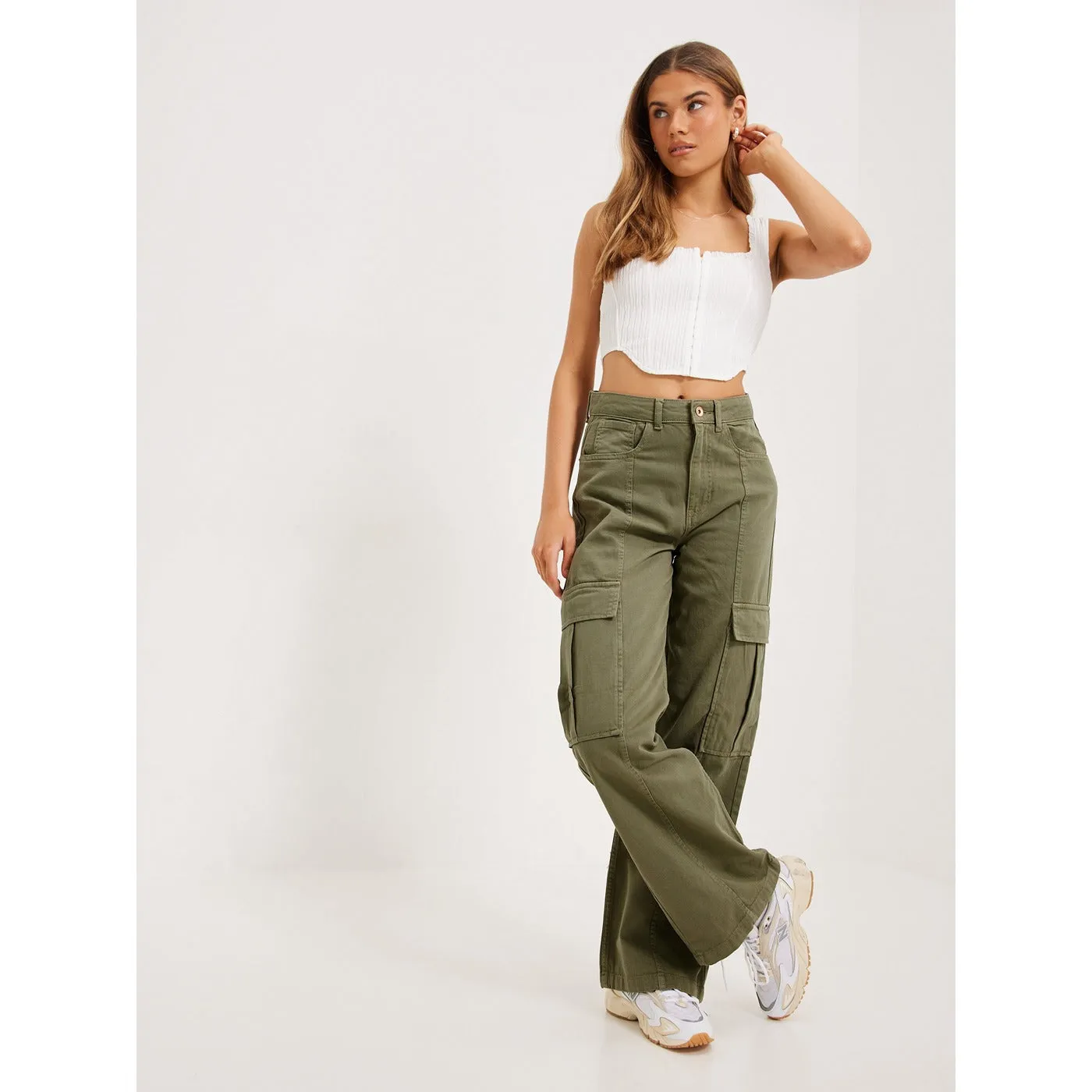 Green Cargo Wide Leg Pants