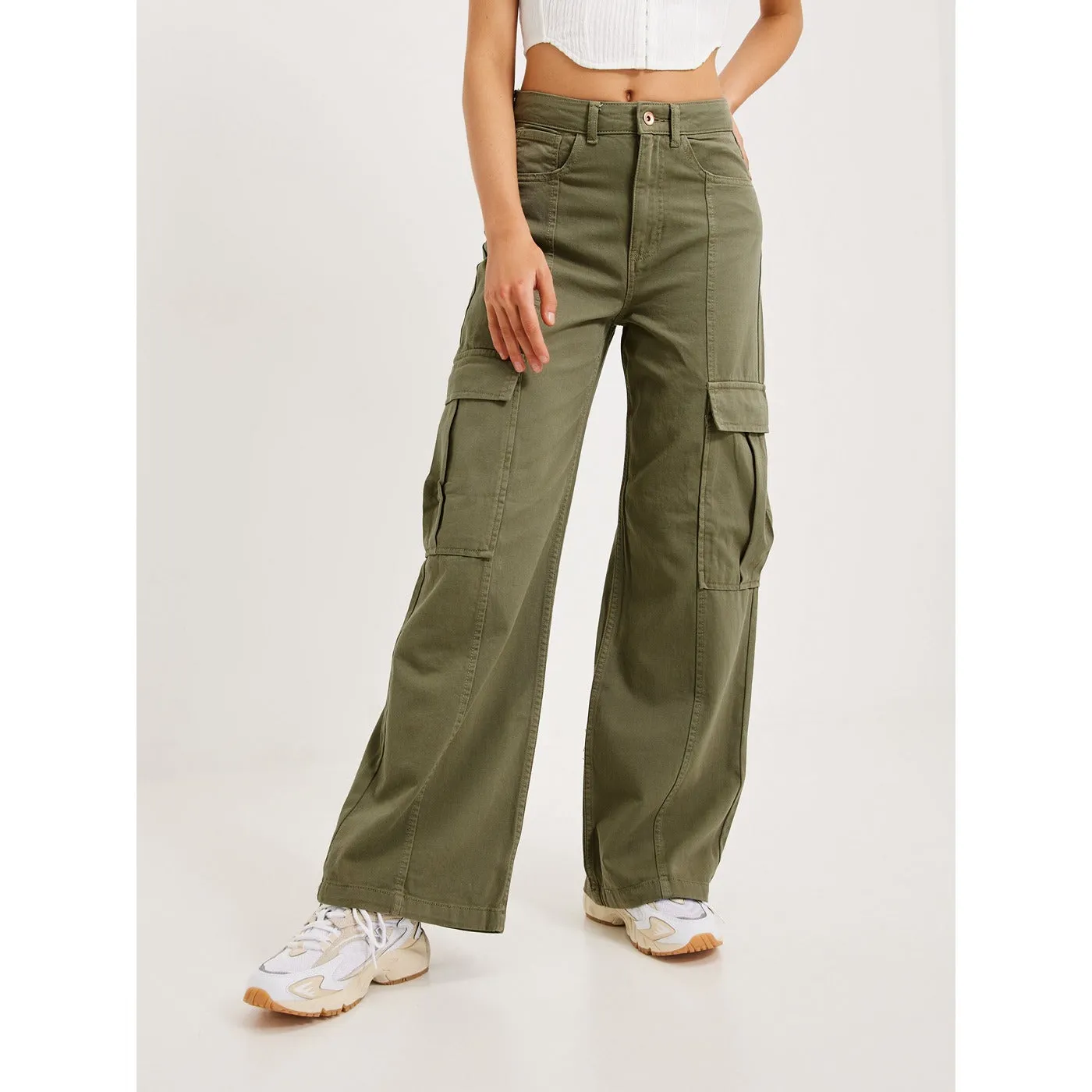 Green Cargo Wide Leg Pants