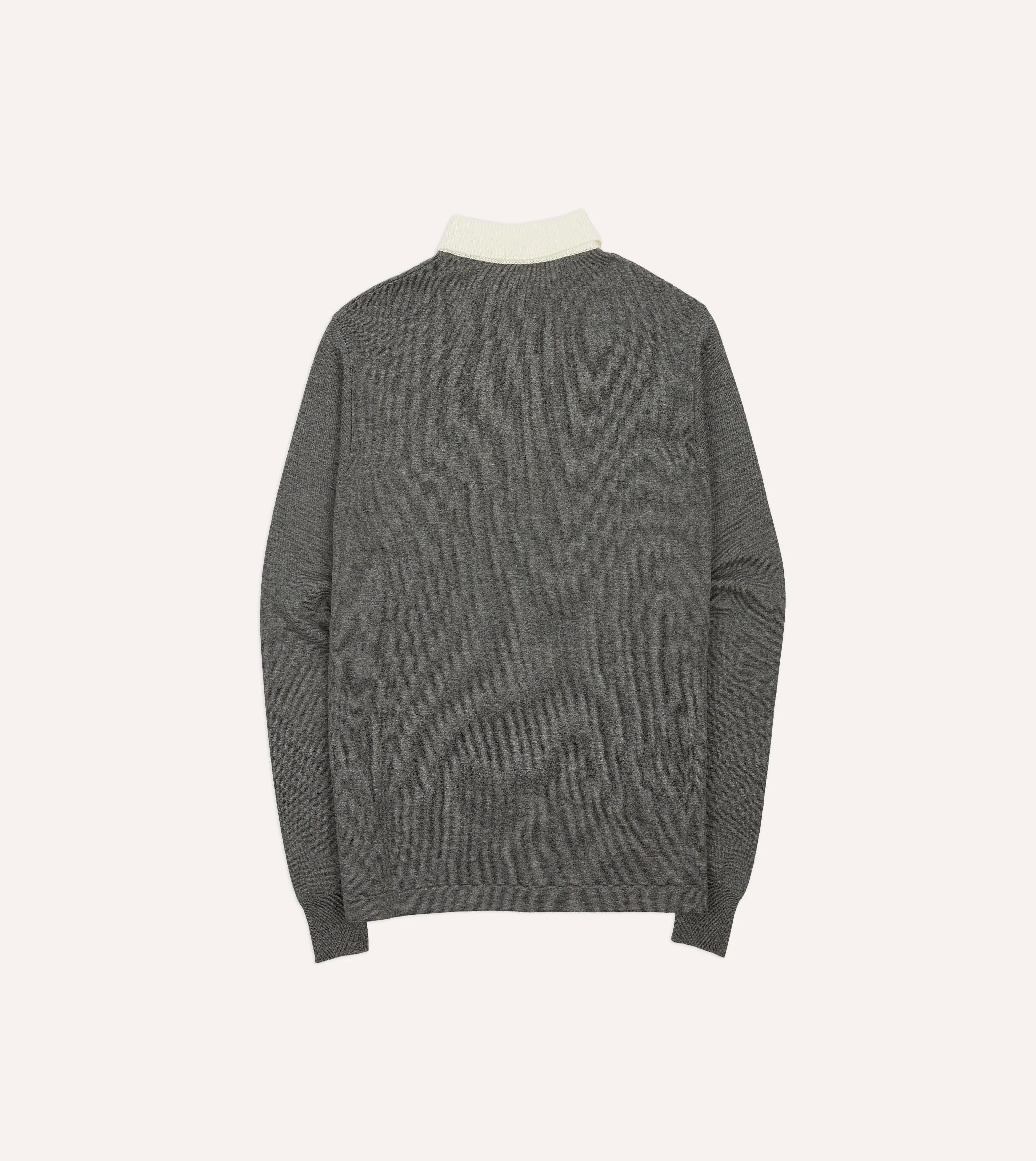 Grey Merino Wool Knitted Rugby Shirt