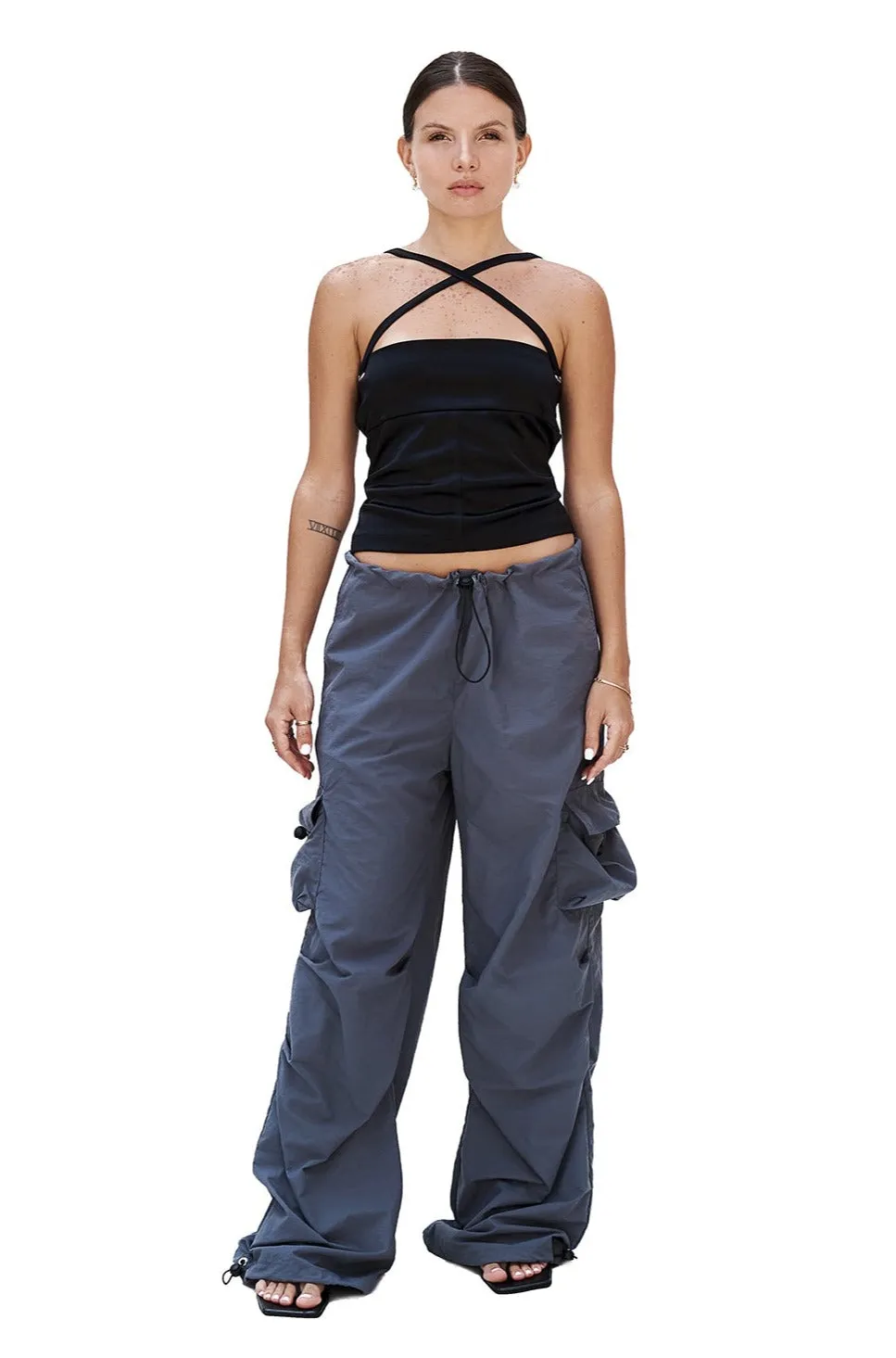 GREY PARACHUTE PANTS