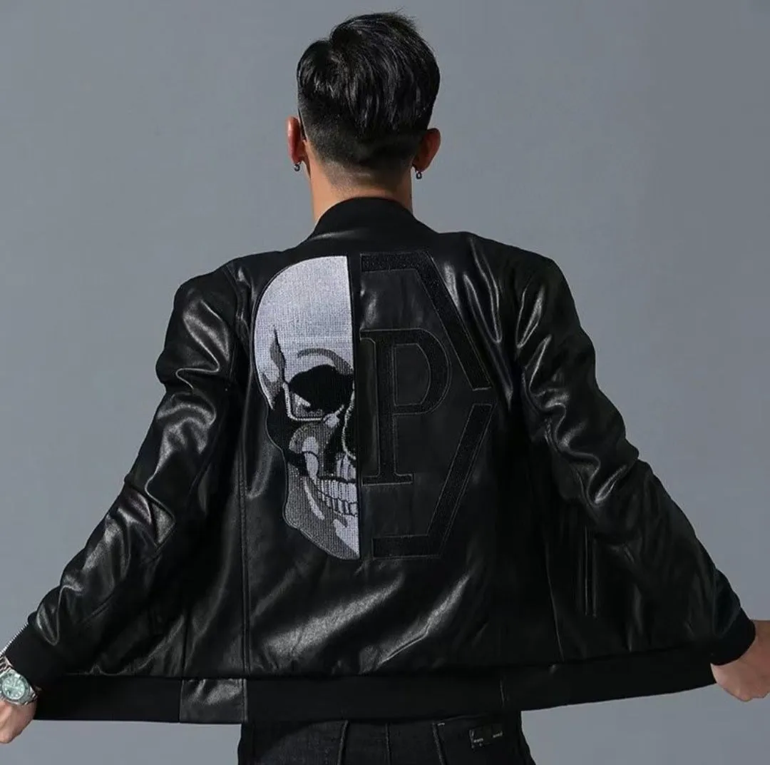 Half Man Half Amazing Skull Head Biker Jacket