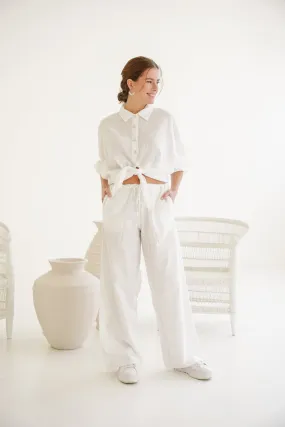 Hana Cotton Wide-Leg Pants