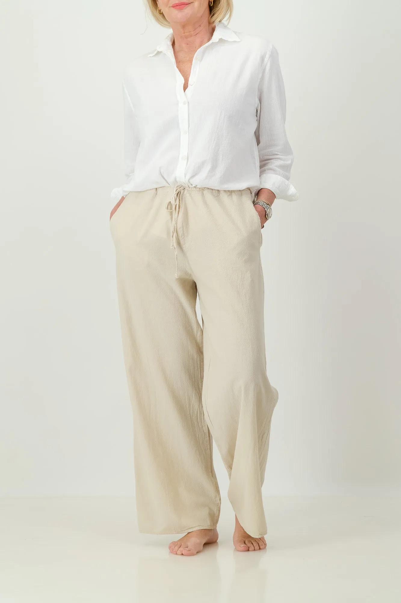 Hana Cotton Wide-Leg Pants