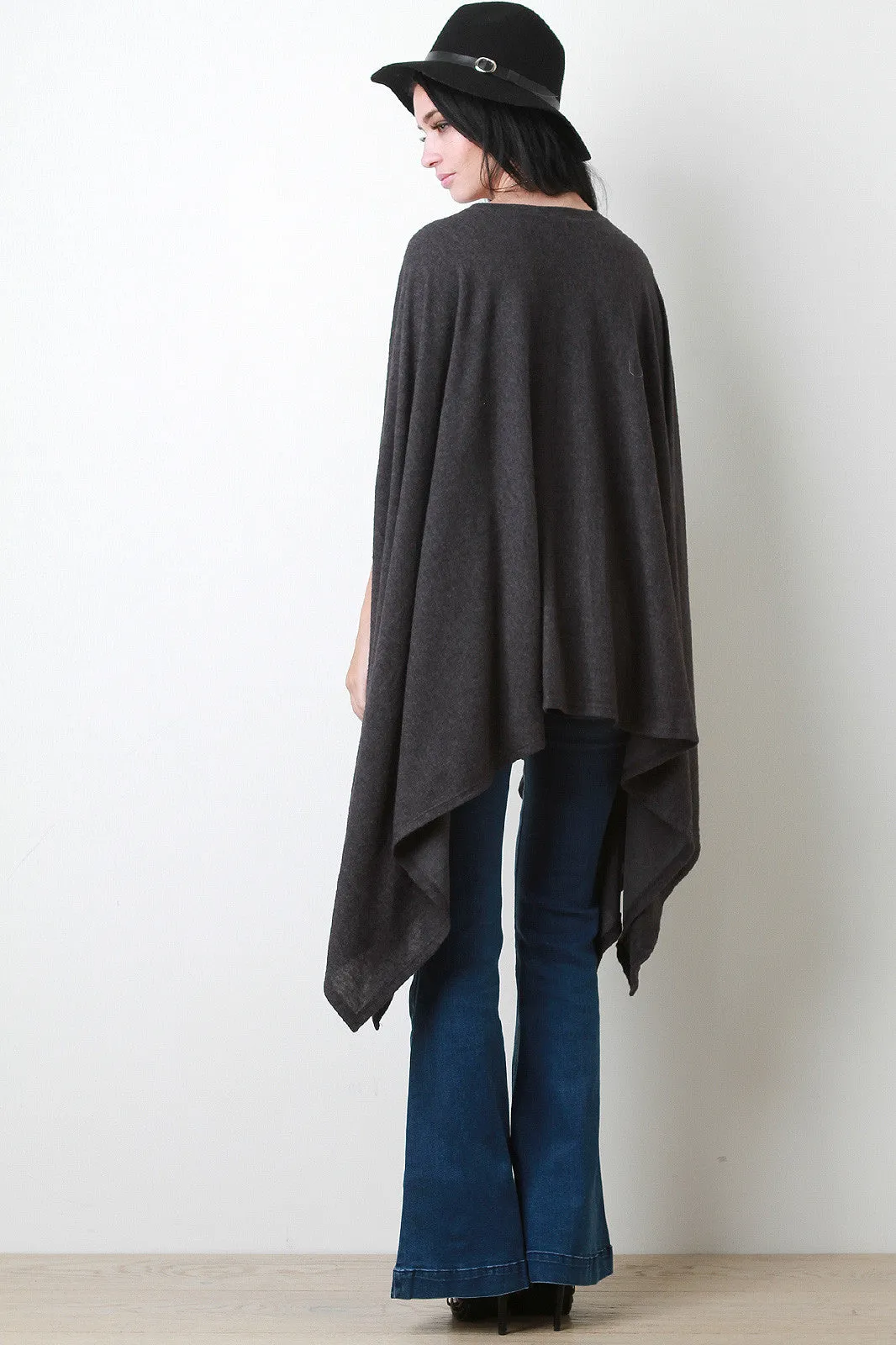 Handkerchief Knit Poncho Maxi Top