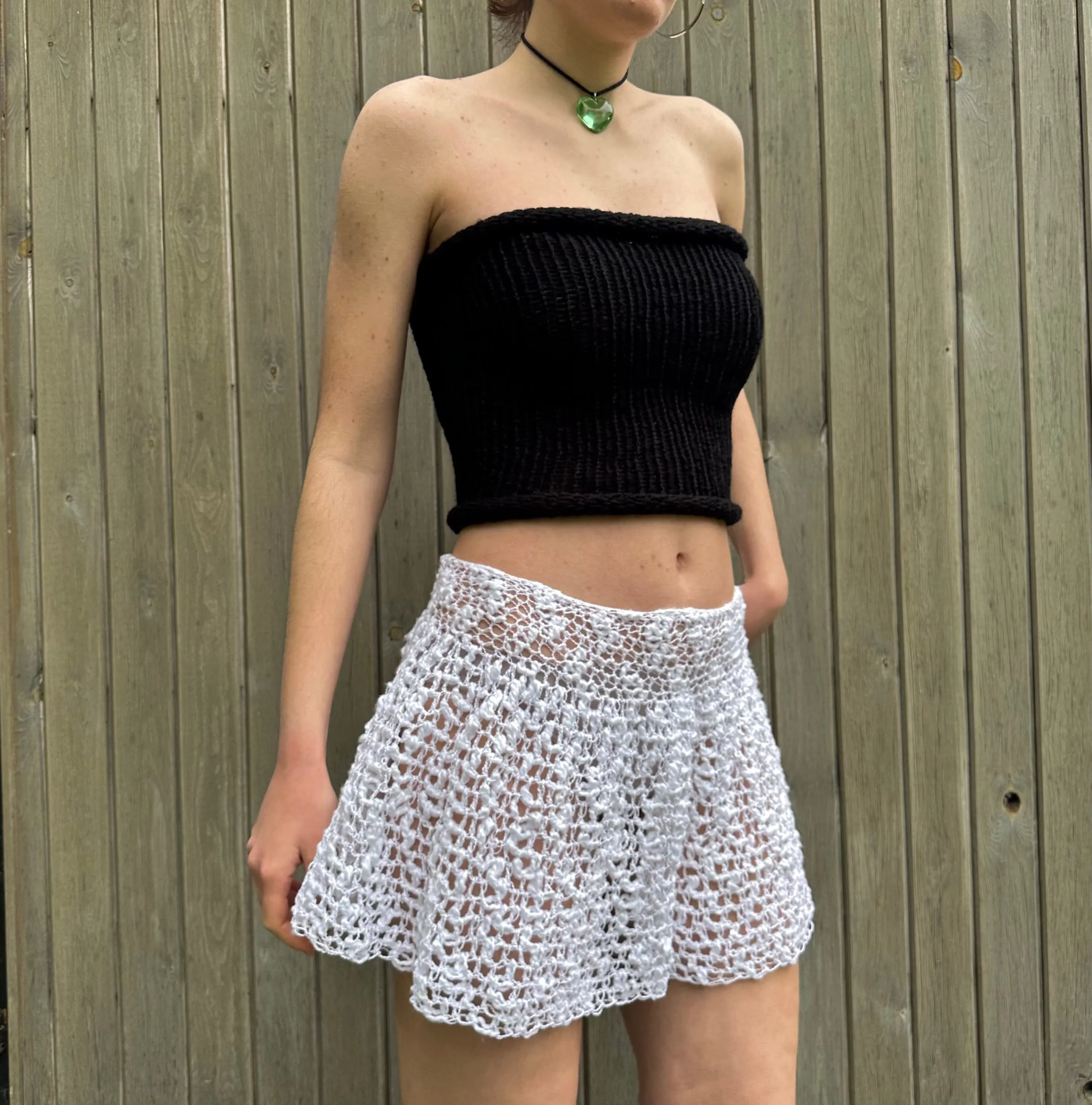 Handmade lace crochet rara skirt in white