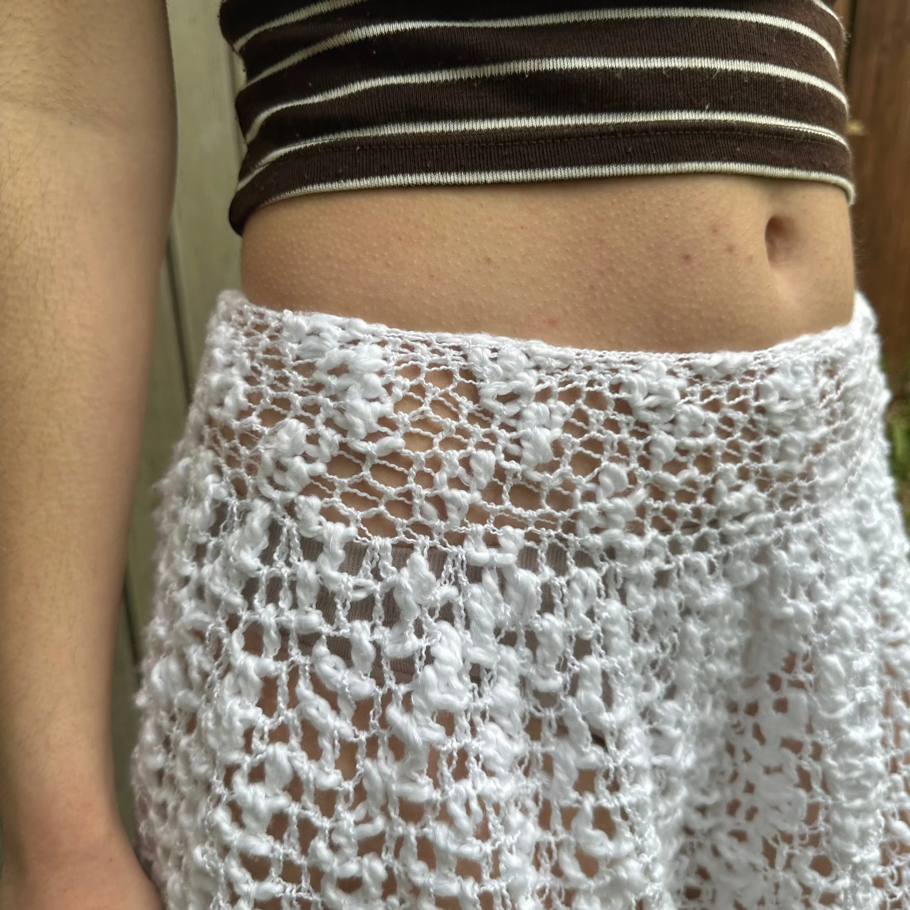 Handmade lace crochet rara skirt in white