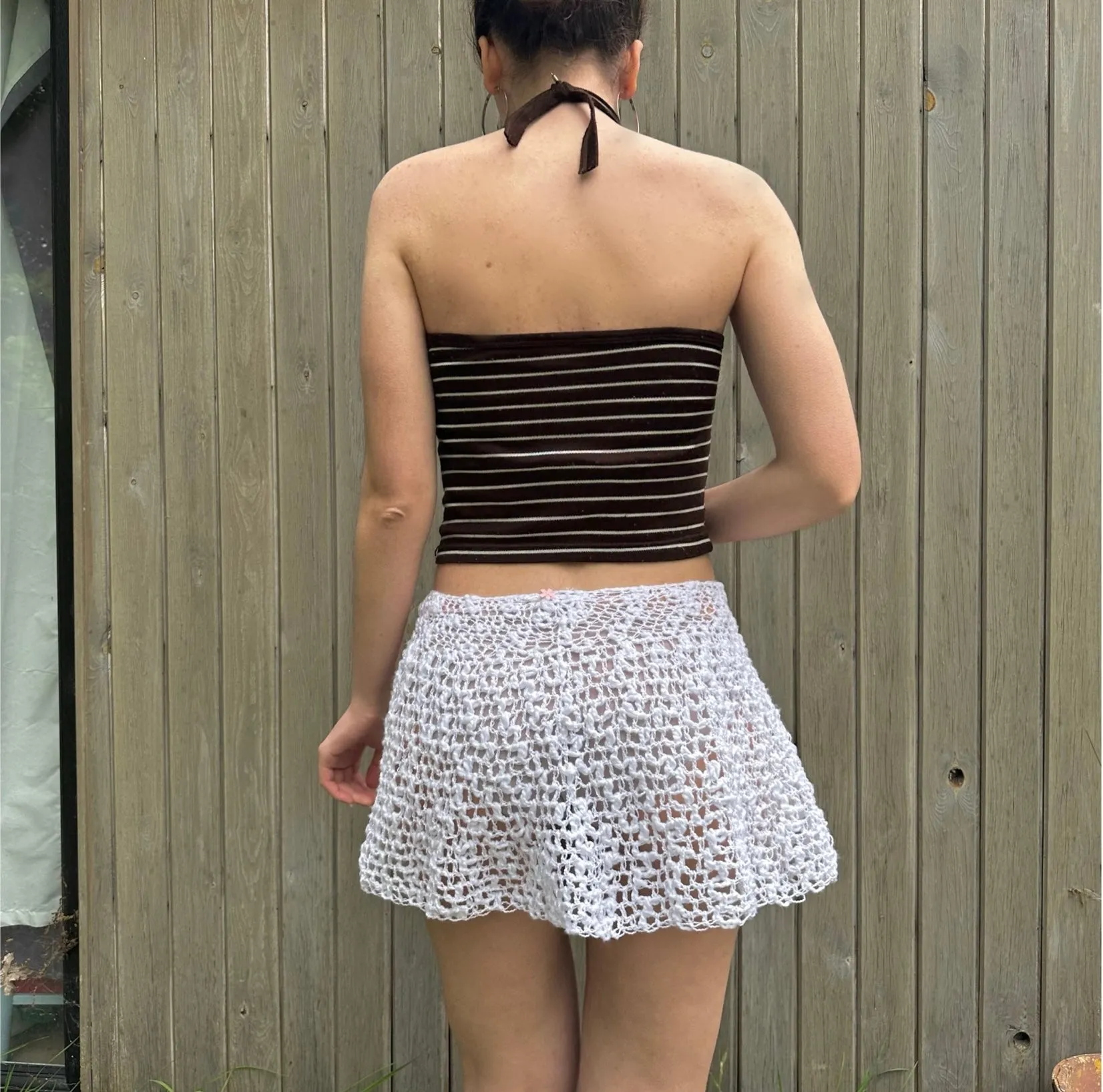 Handmade lace crochet rara skirt in white